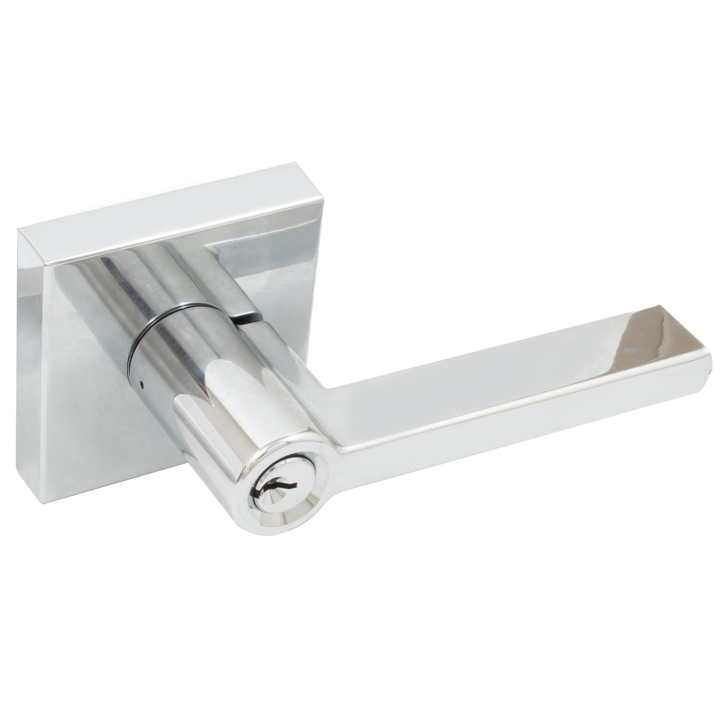 Stone Harbor Hardware Vienna Door Lever with Square Rosette, Entry Latch, SC Keyway, Polished Chrome