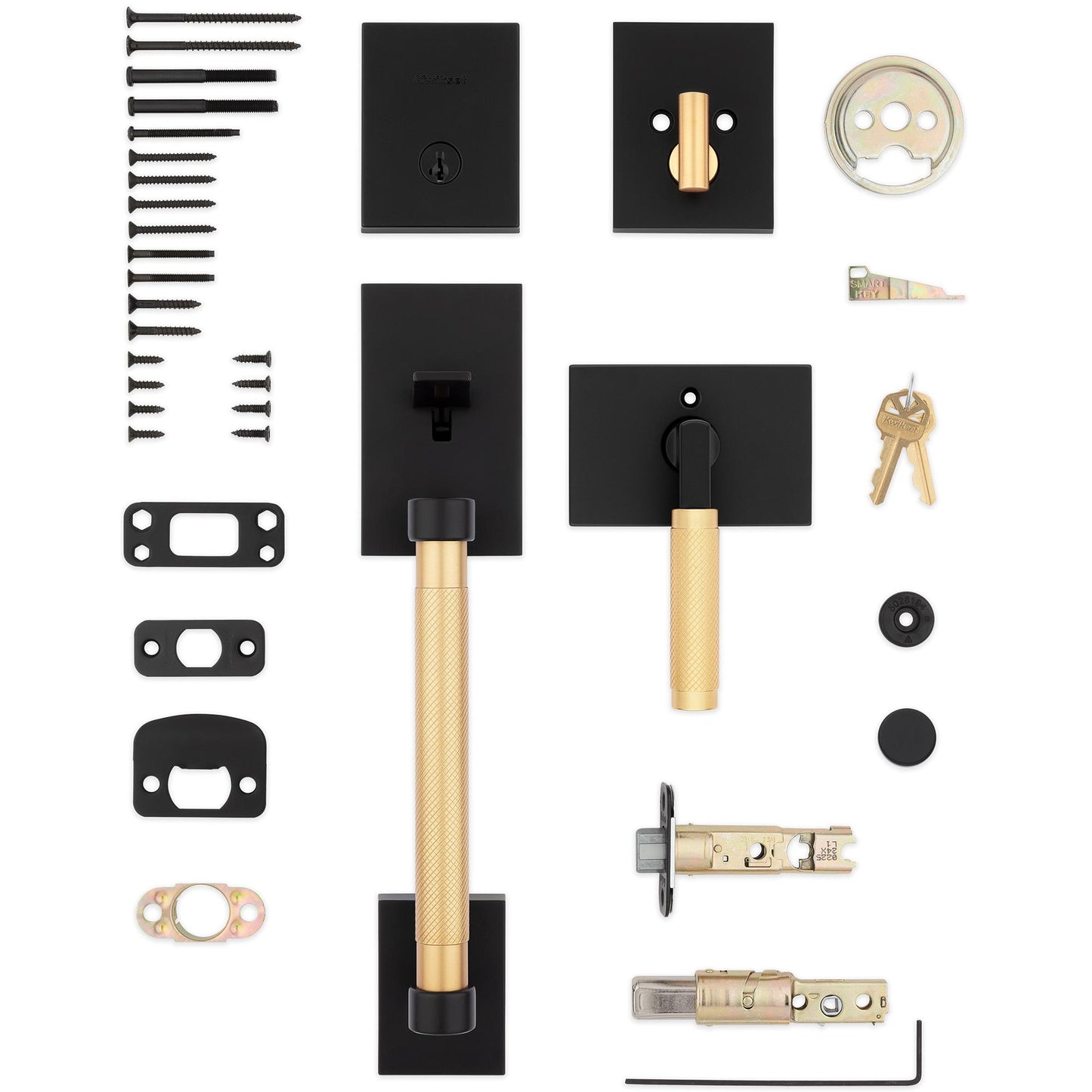 818PVH LIP 514/4 SMT 6AL STRKP Prava Handleset for 971 Trims - Matte Black with Satin Brass