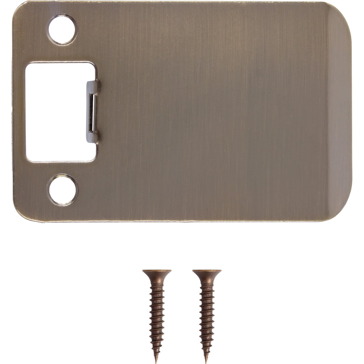 Stone Harbor Hardware Round Corner Extended Lip Strike Plate, 2-1/4" x 3", (3-1/2" Overall Length), Antique Brass