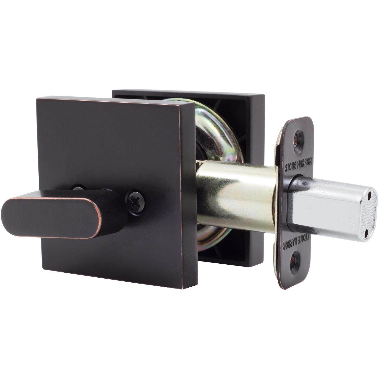 Stone Harbor Hardware Grade 3 Contemporary Square Deadbolt, KW Keyway, Vintage Bronze