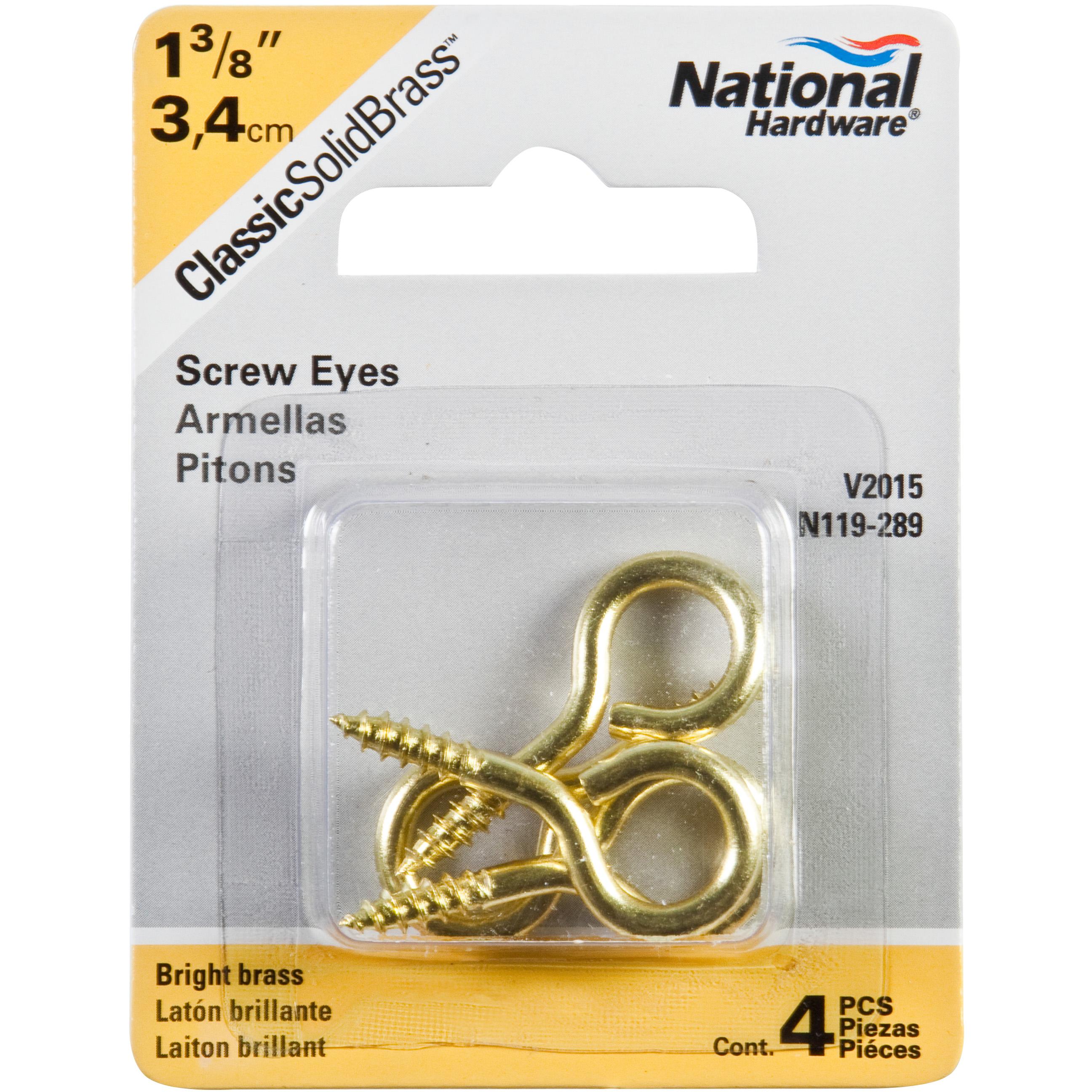 V2015 #10 x 1-3/8" Screw Eye 4/pk - Polished Brass