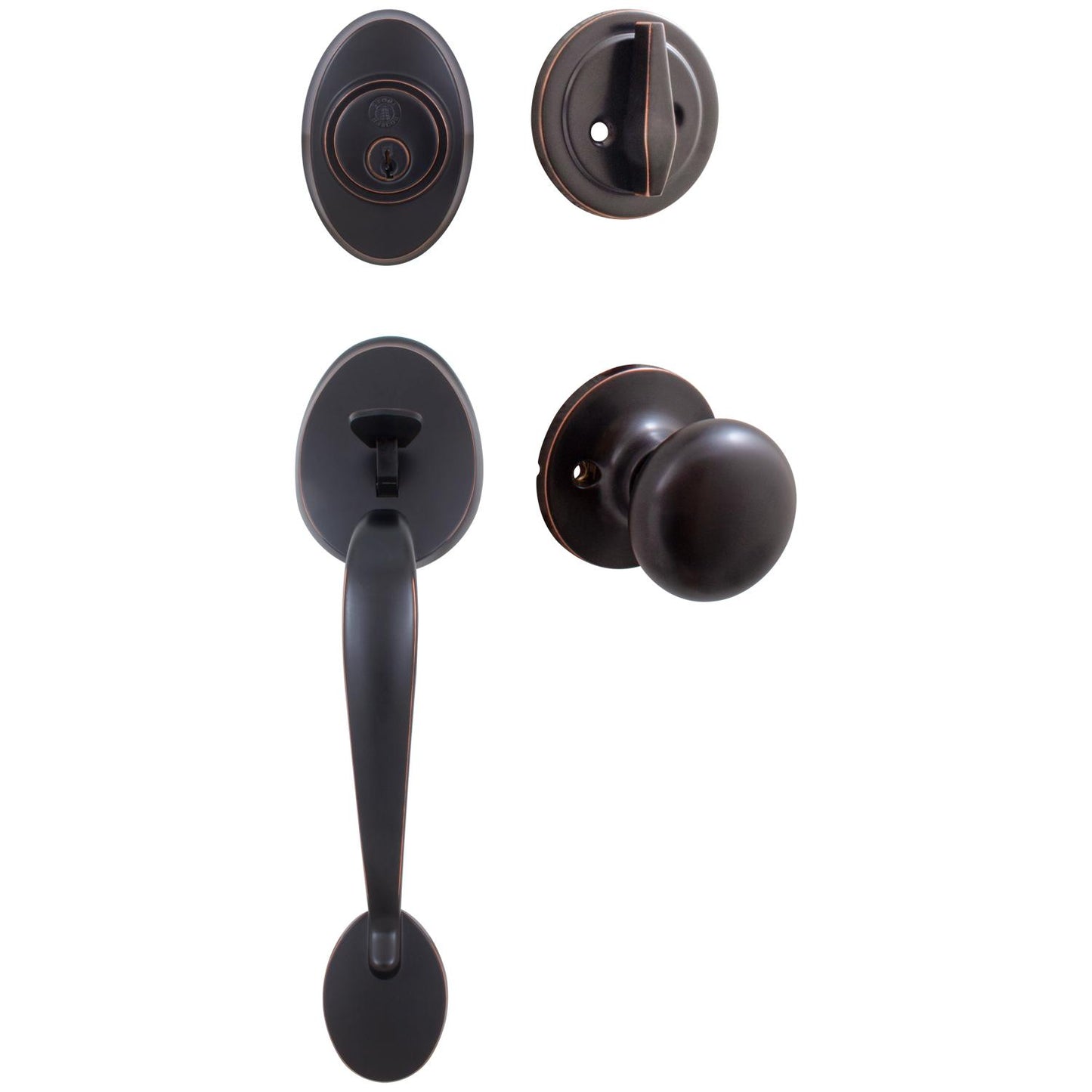 Stone Harbor Hardware Mill Creek Handleset with Highland Knob, SC Keyway, Clear Pack, Vintage Bronze