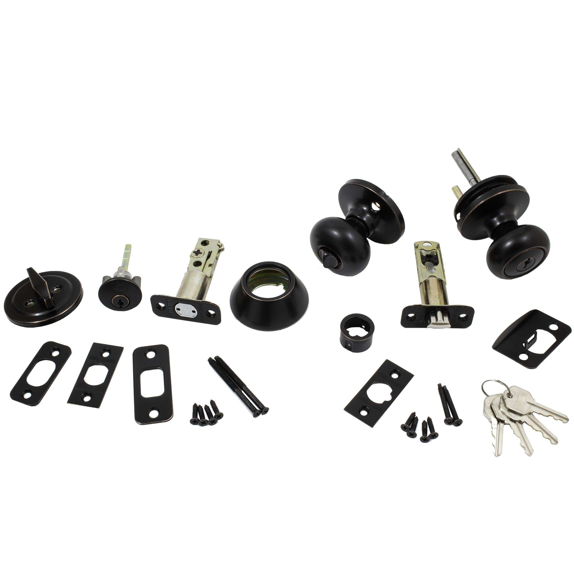 Stone Harbor Hardware Highland Door Knob Combo (With Deadbolt), KW Keyway, Vintage Bronze