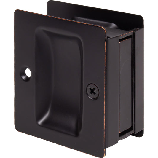 Stone Harbor Hardware Premium Square Pocket Door Lock, Passage Function, Vintage Bronze