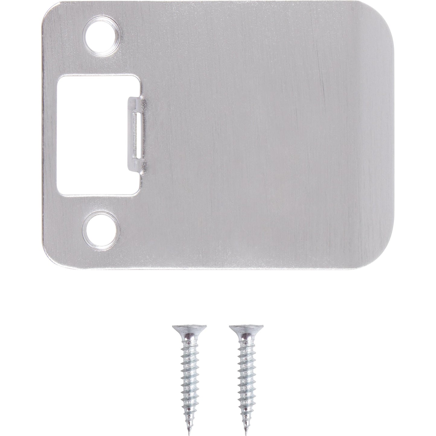 Stone Harbor Hardware Round Corner Extended Lip Strike Plate, 2-1/4" x 2-1/2", (3" Overall Length), Satin Chrome