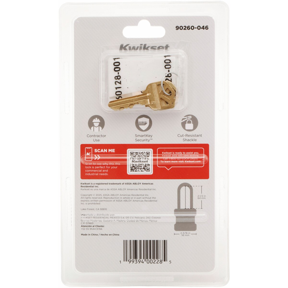Kwikset 2" Padlock SMT with 2-1/2" Shackle