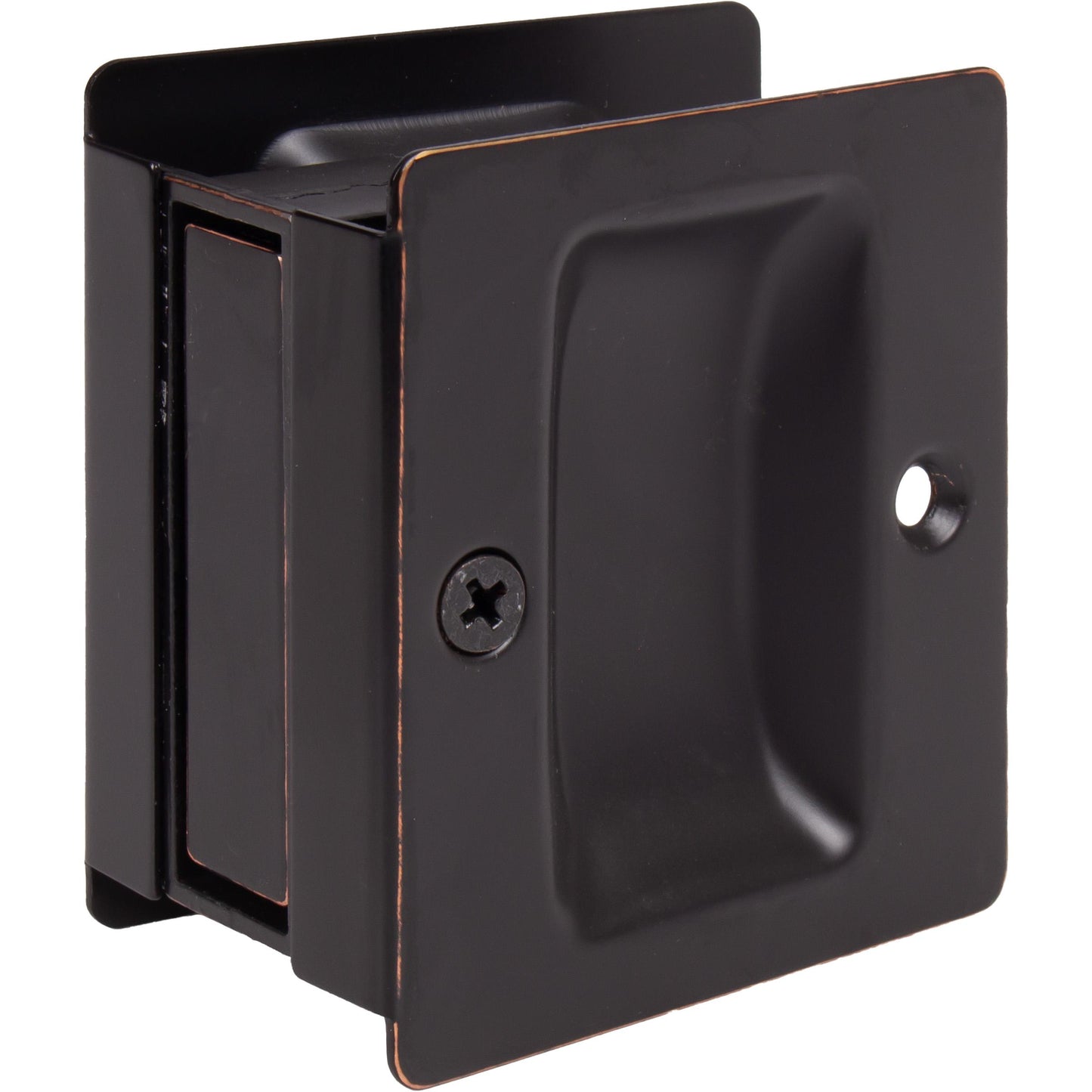 Stone Harbor Hardware Premium Square Pocket Door Lock, Passage Function, Vintage Bronze