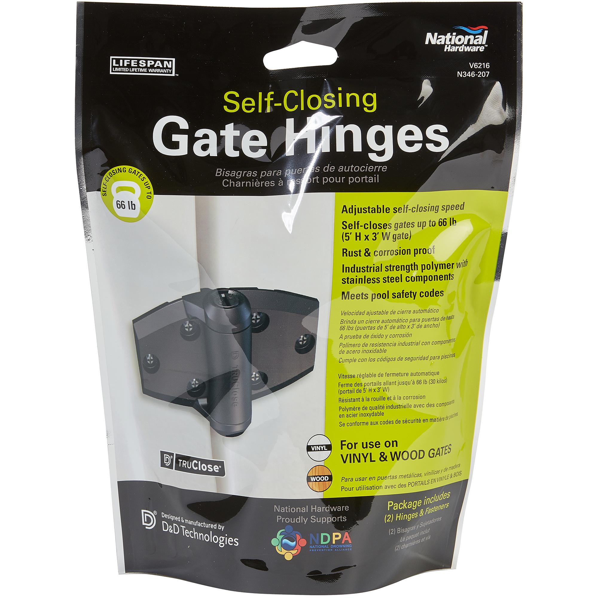 V6216 3-9/16" x 5-1/4" Tru-Close Spring Hinge Wide Design for Wood / Vinyl Gates - Black