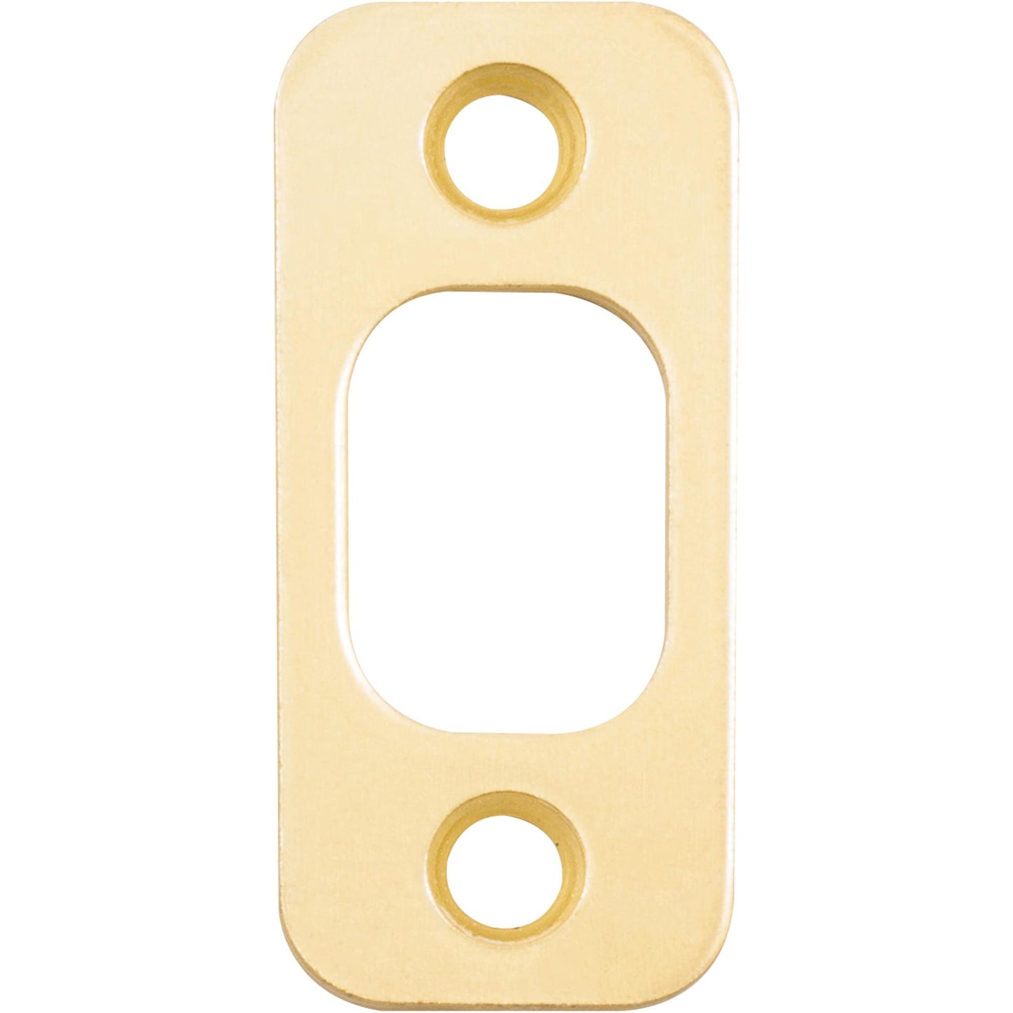 Stone Harbor Hardware Round Corner Deadbolt Strike Plate, 1" x 2-1/4", 1-5/8" Center-to-Center, Polished Brass