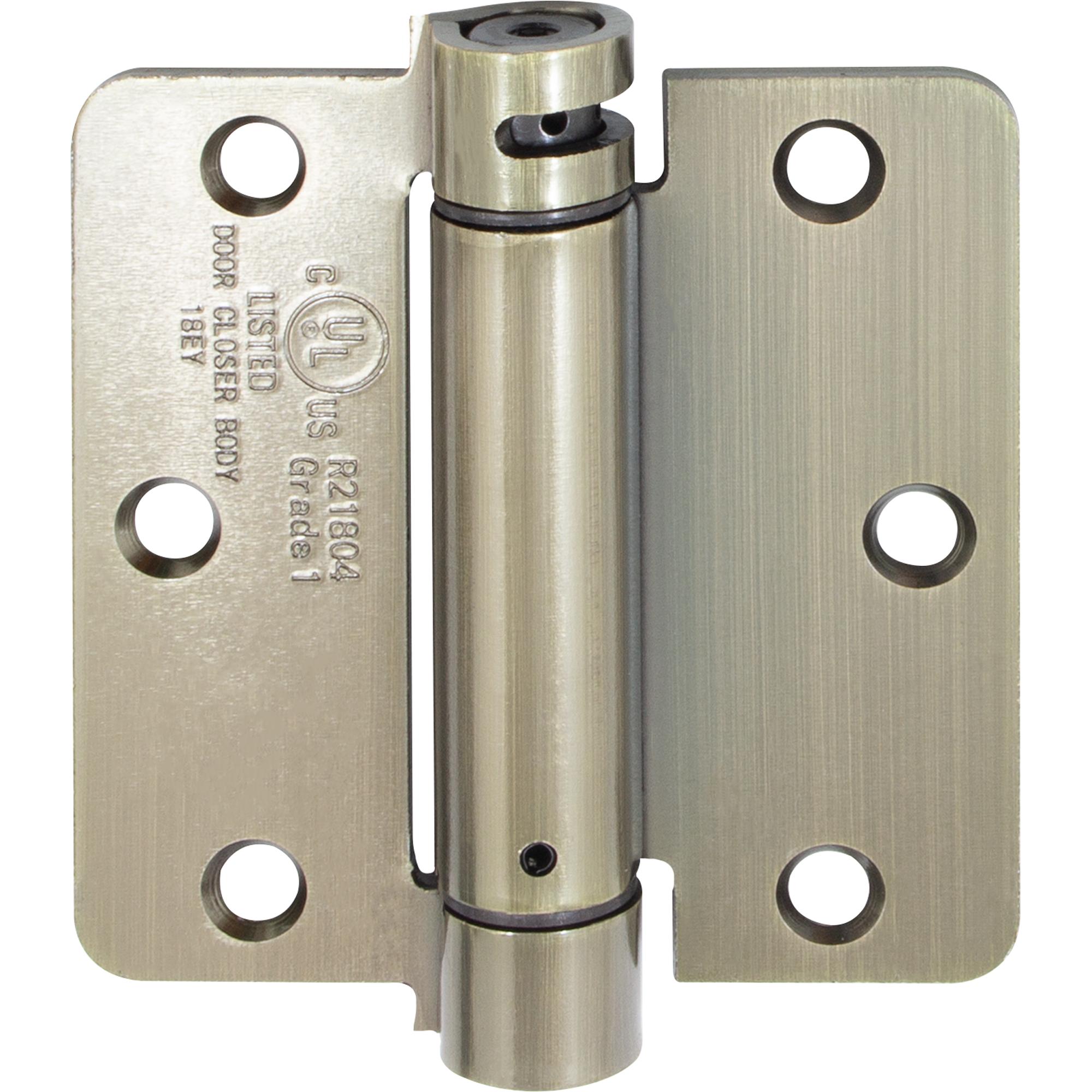 Stone Harbor Hardware Adjustable Spring Hinge, 3-1/2 Inches, 1/4" Radius Corner, Antique Brass