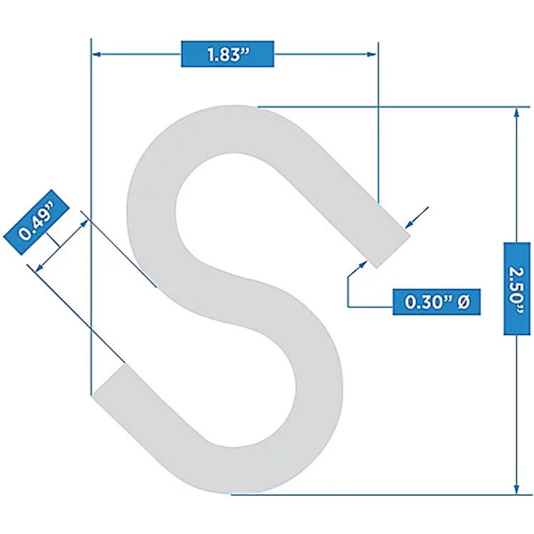 2078BC 2-1/2" Open S Hook - Stainless Steel