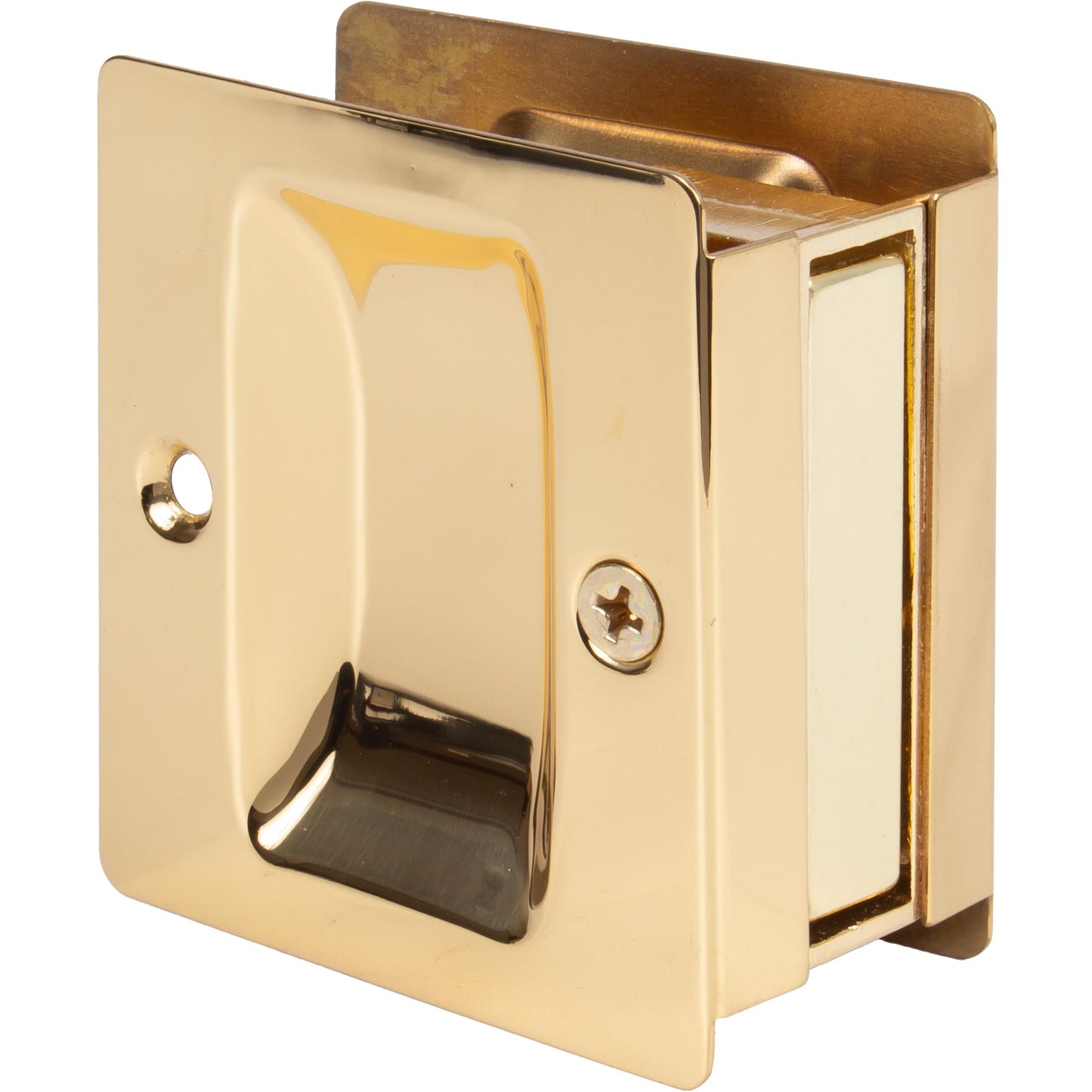 Stone Harbor Hardware Premium Square Pocket Door Lock, Passage Function, Polished Brass