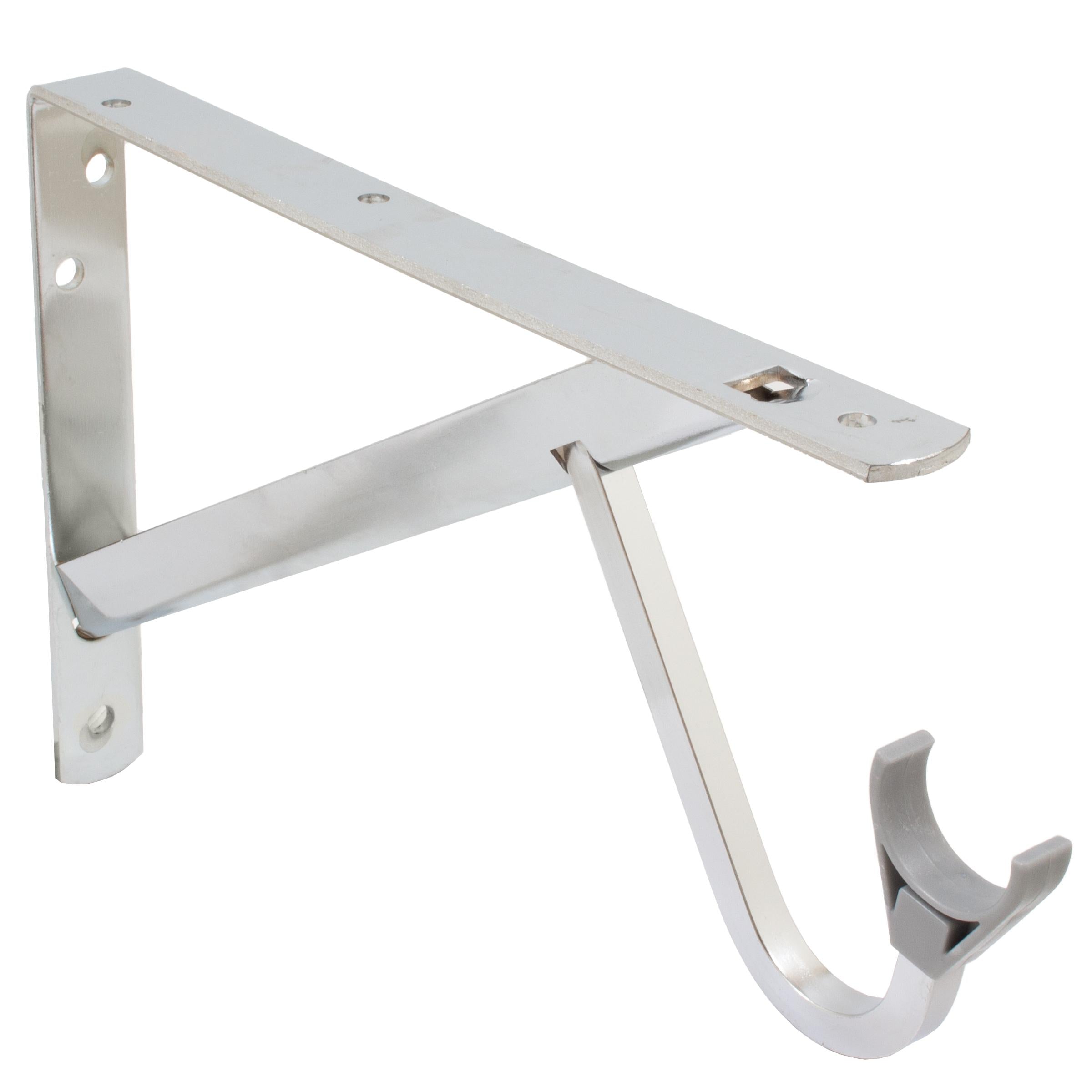 Stone Harbor Hardware Max-Duty Shelf and Pole Bracket, 3" Drop, Polished Chrome