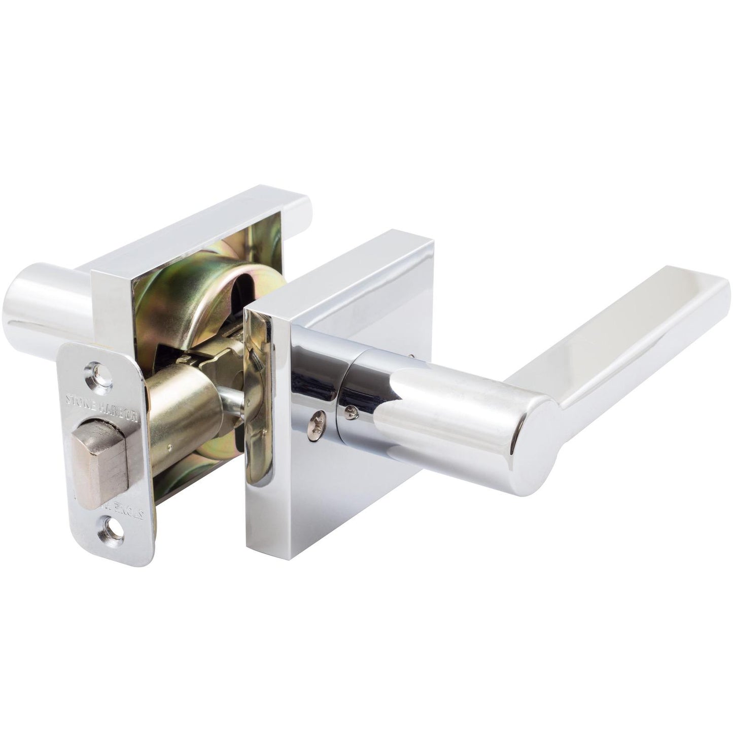 Stone Harbor Hardware Vienna Door Lever with Square Rosette, Passage (Hall/Closet) Latch, Polished Chrome