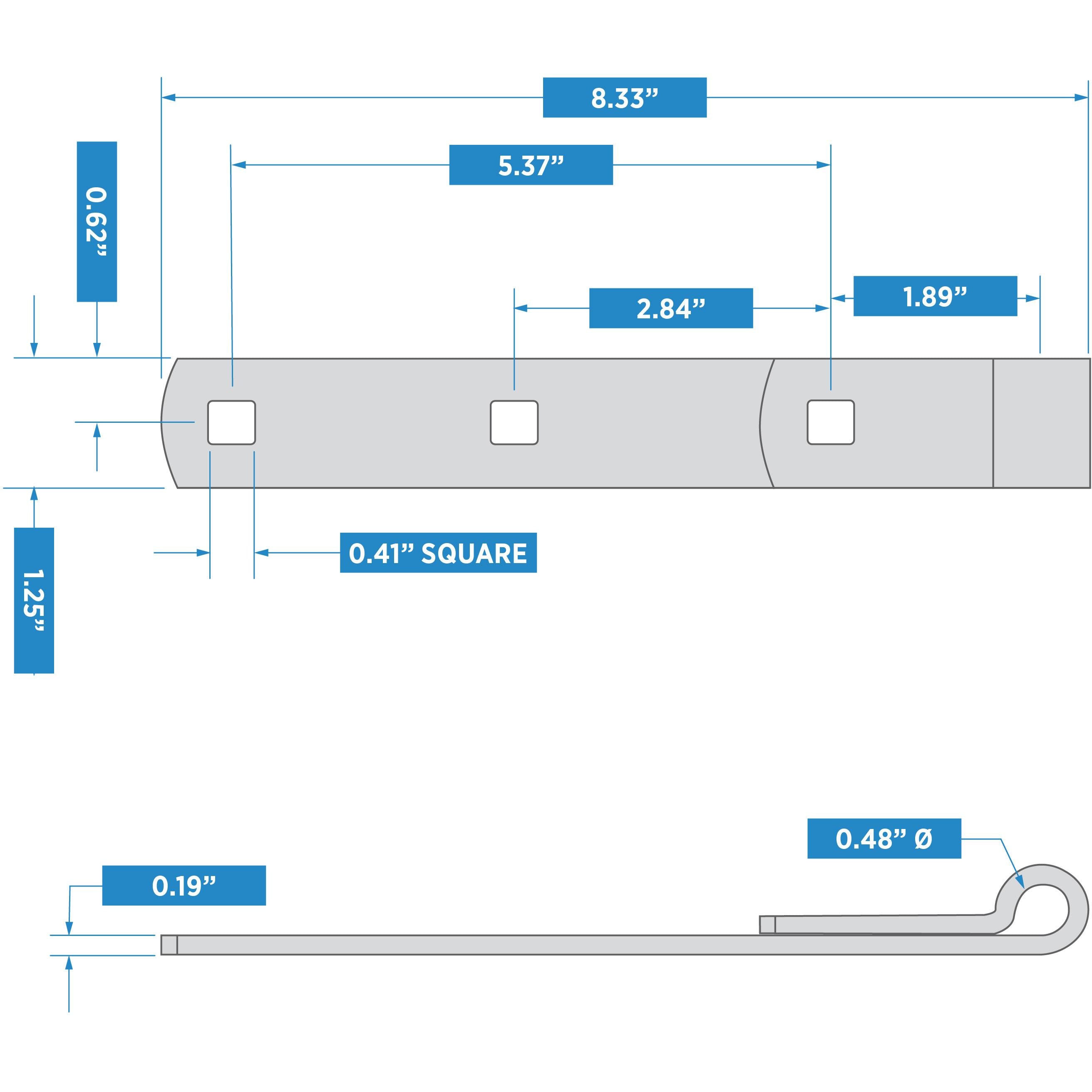 294BC 8" Hinge Strap - Zinc Plated