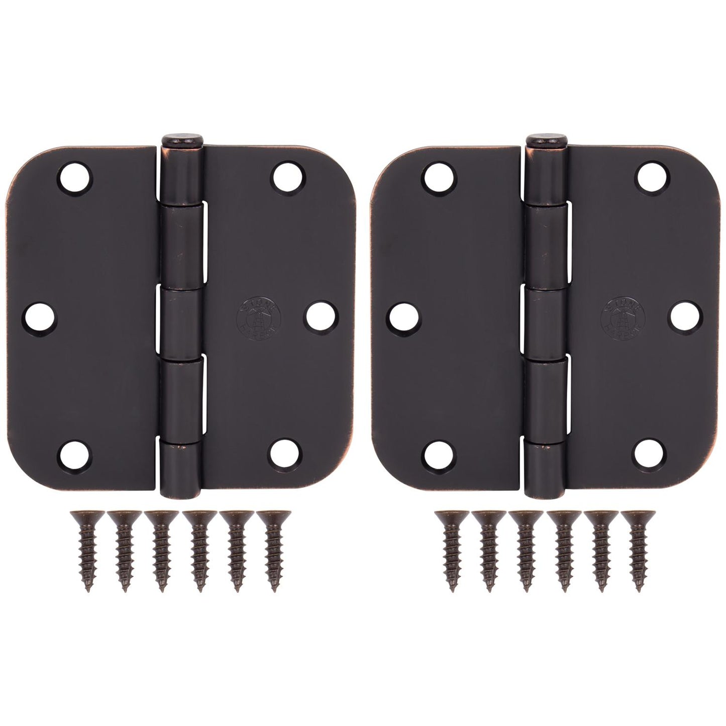 Stone Harbor Hardware 3-1/2" Door Hinges, 5/8" Radius Corner, Vintage Bronze, 2-Pack