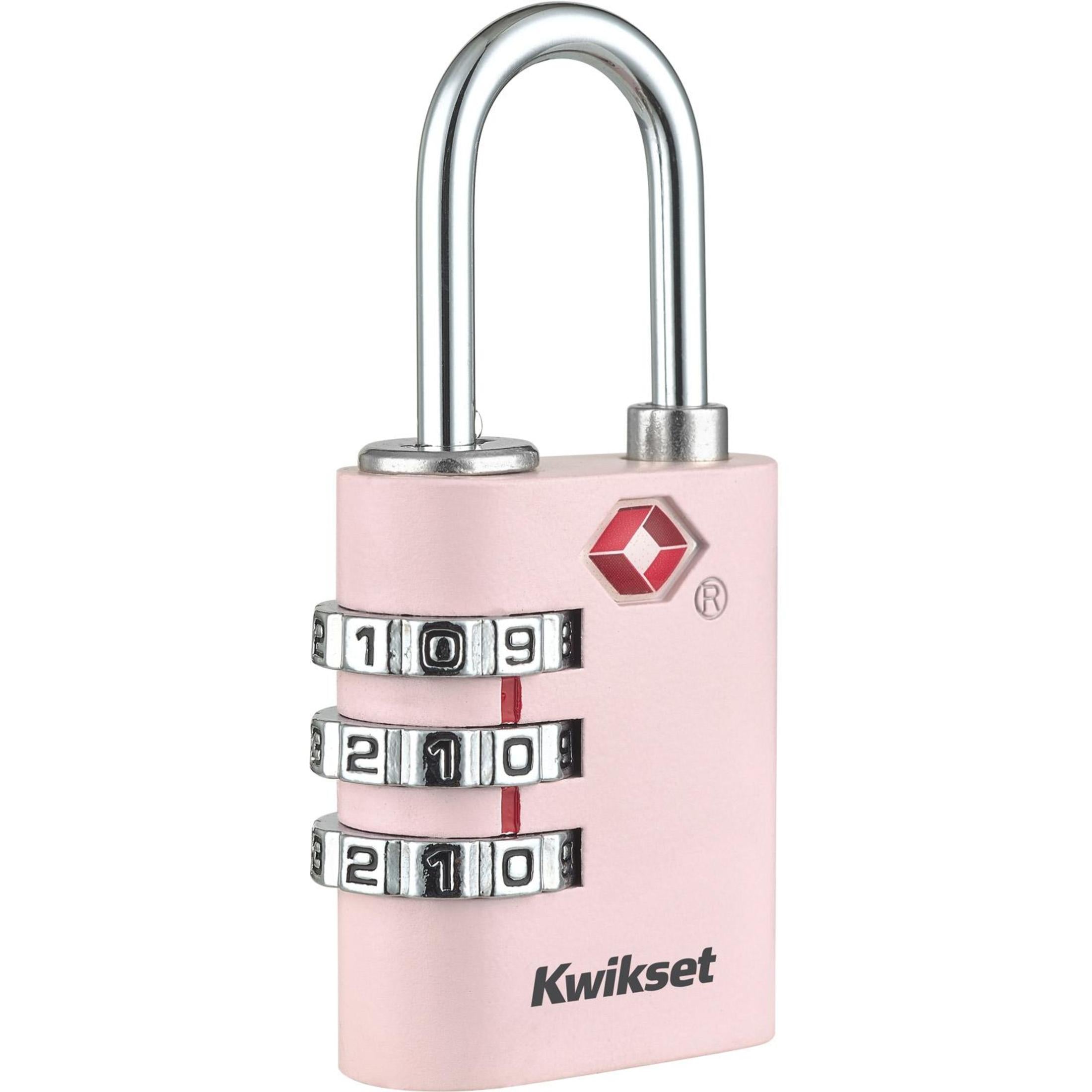 Kwikset 1-3/16" TSA Round Cable Combination Padlock with 15/16" Shackle, Pink