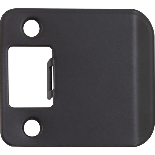 Stone Harbor Hardware Round Corner Extended Lip Strike Plate, 2-1/4" x 2", (2-1/2" Overall Length), Matte Black