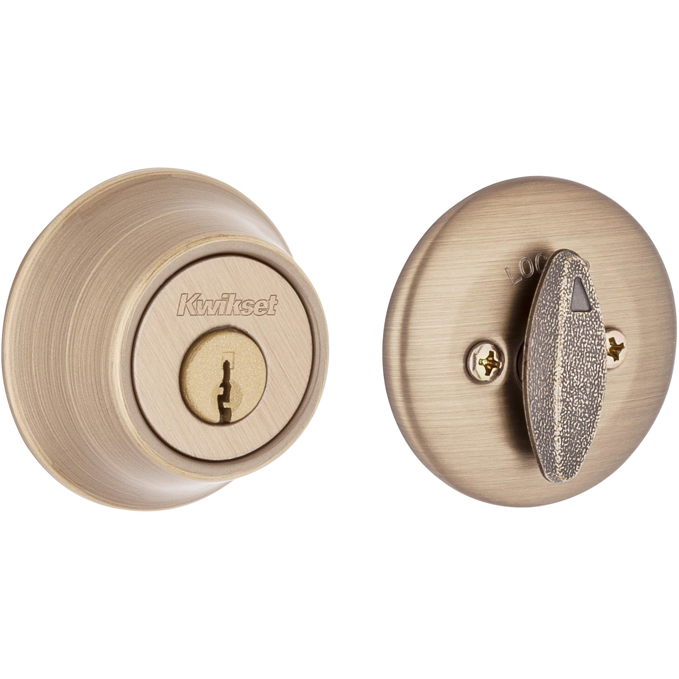 660 5 6AL STRKP K3 1-Cyl Deadbolt - Antique Brass