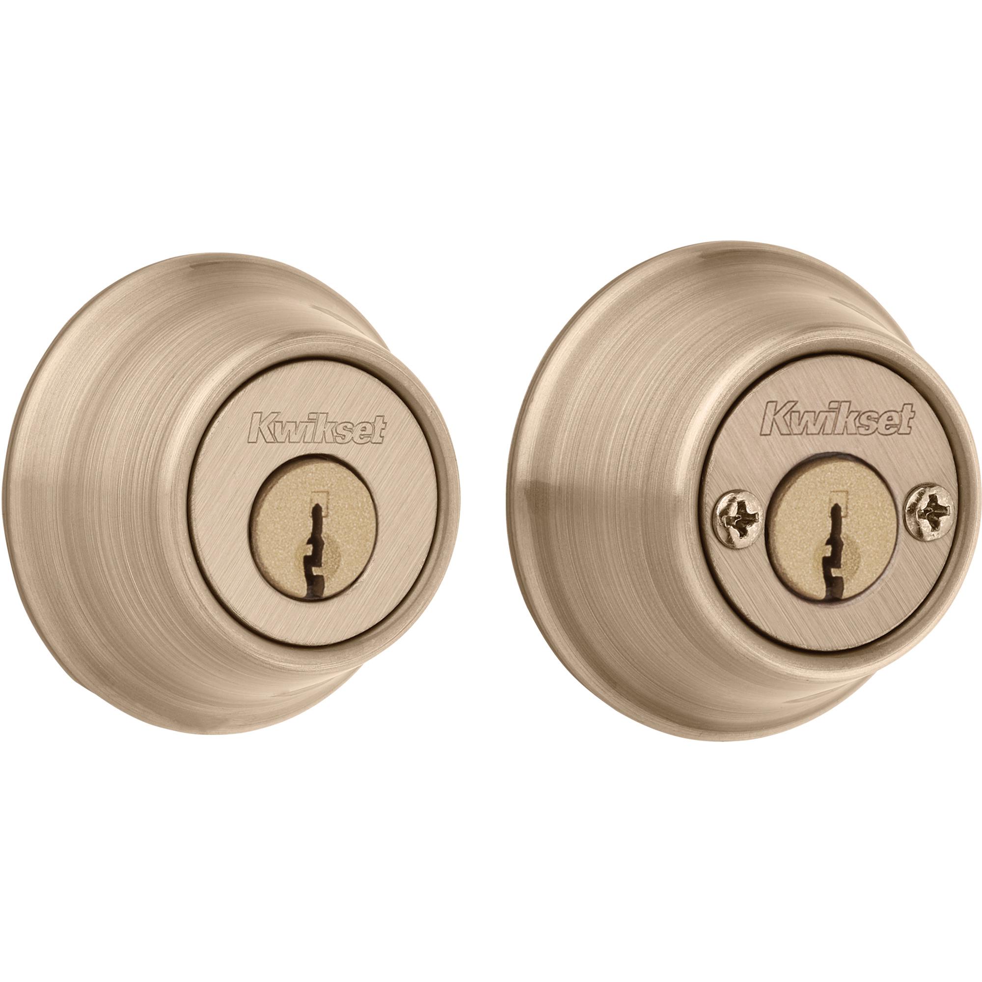 665 5 6AL STRKP K3 2-Cyl Deadbolt - Antique Brass