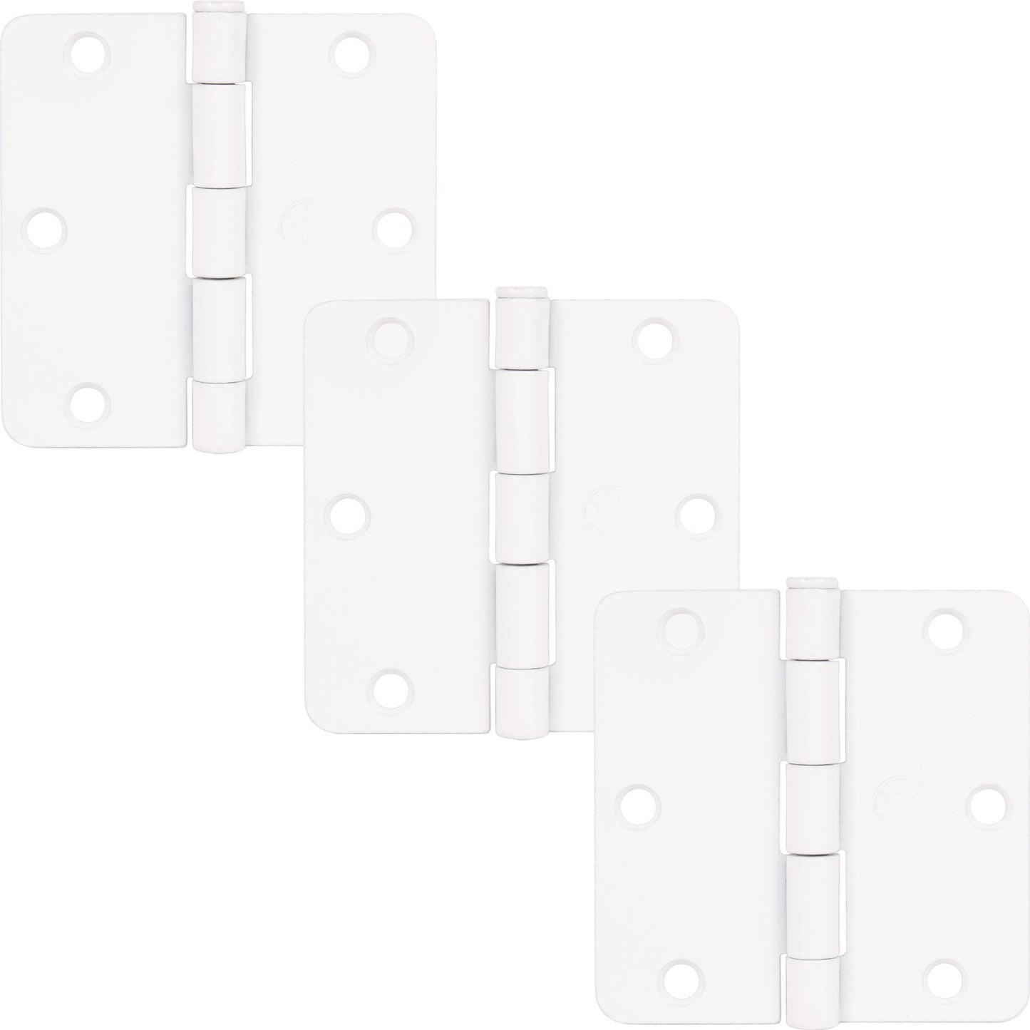 Stone Harbor Hardware 3-1/2" Door Hinges, 1/4" Radius Corner, White, 3-Pack