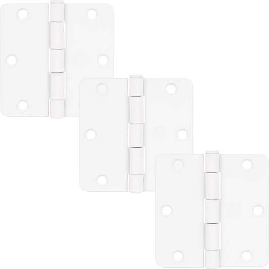 Stone Harbor Hardware 3-1/2" Door Hinges, 1/4" Radius Corner, White, 3-Pack