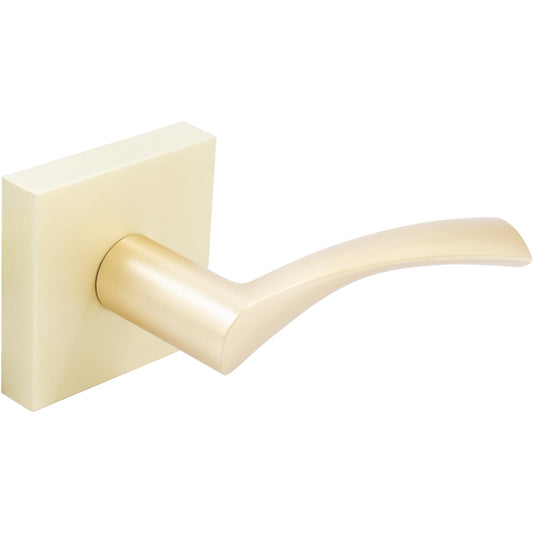 Stone Harbor Hardware Turin Door Lever with Square Rosette, Passage (Hall/Closet) Latch, Satin Brass