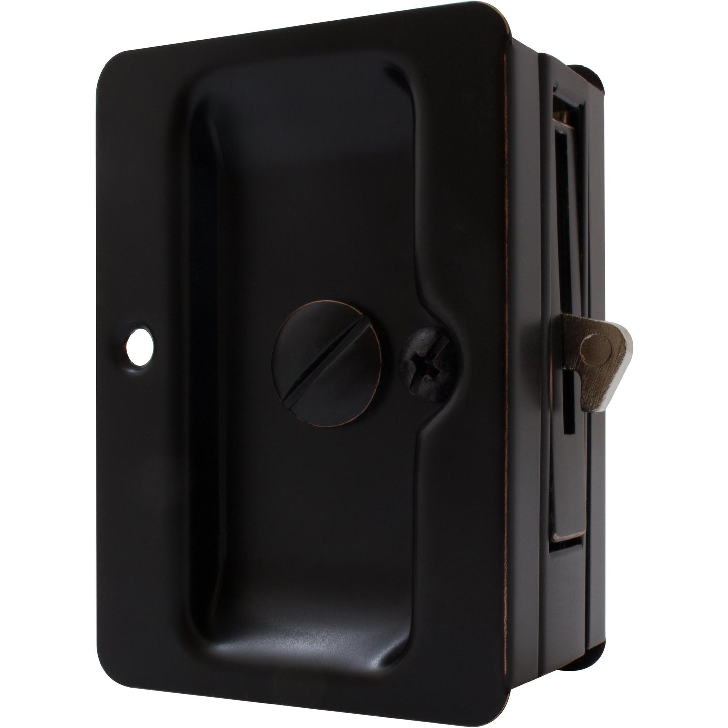 Stone Harbor Hardware Tall Square Pocket Door Lock, Privacy (Bed/Bath) Latch, Vintage Bronze