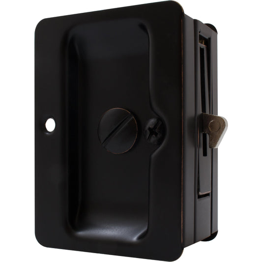 Stone Harbor Hardware Tall Square Pocket Door Lock, Privacy (Bed/Bath) Latch, Vintage Bronze