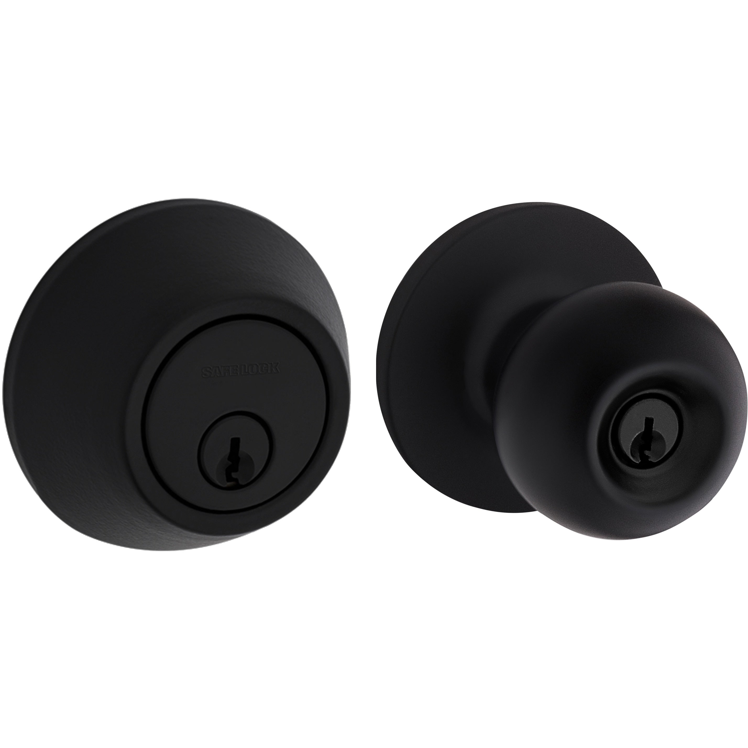 Safe Lock - Regina Knob, Keyed Entry Knob and Single Cylinder Deadbolt Combo Pack - Matte Black