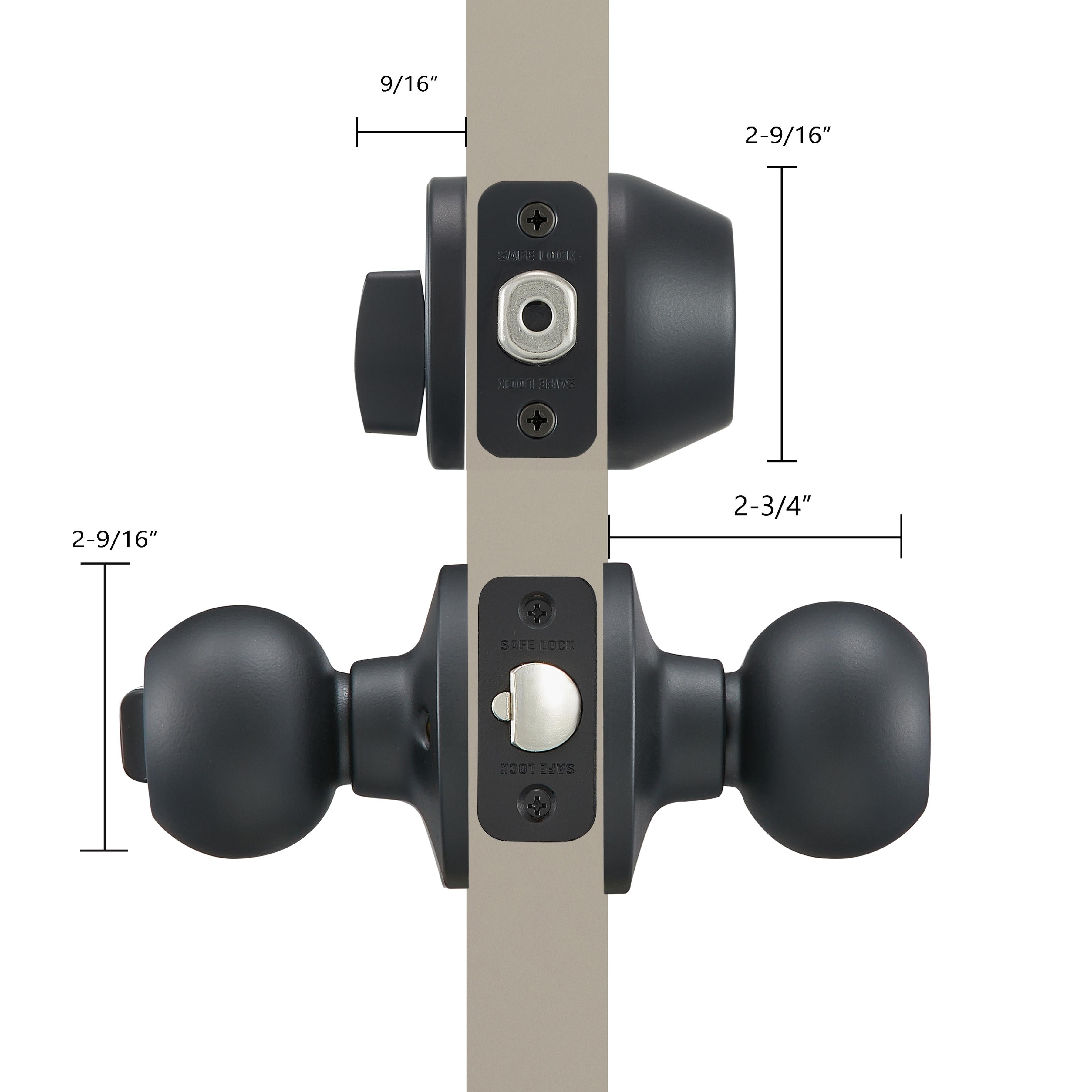 Safe Lock - Regina Knob, Keyed Entry Knob and Single Cylinder Deadbolt Combo Pack - Matte Black