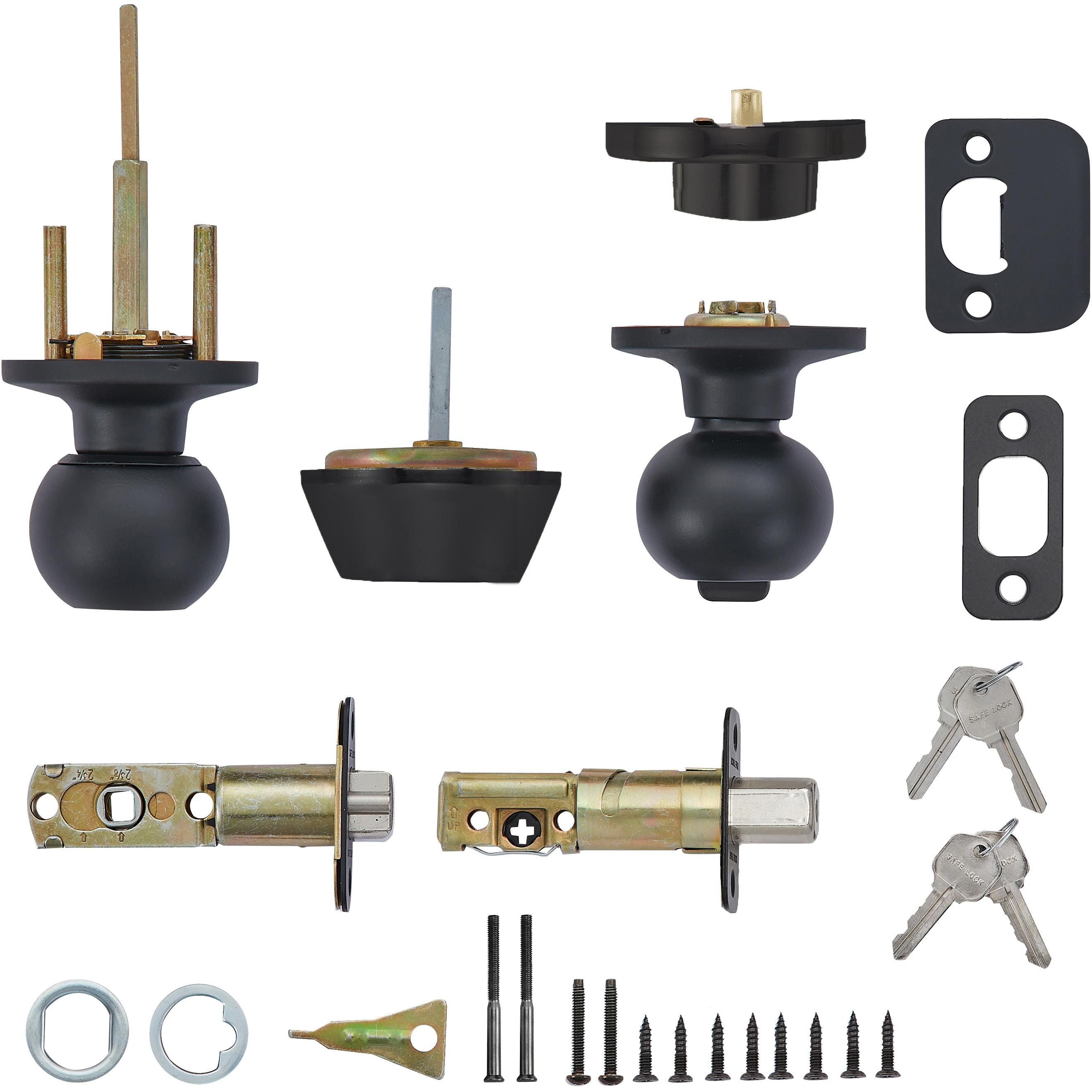 Safe Lock - Regina Knob, Keyed Entry Knob and Single Cylinder Deadbolt Combo Pack - Matte Black