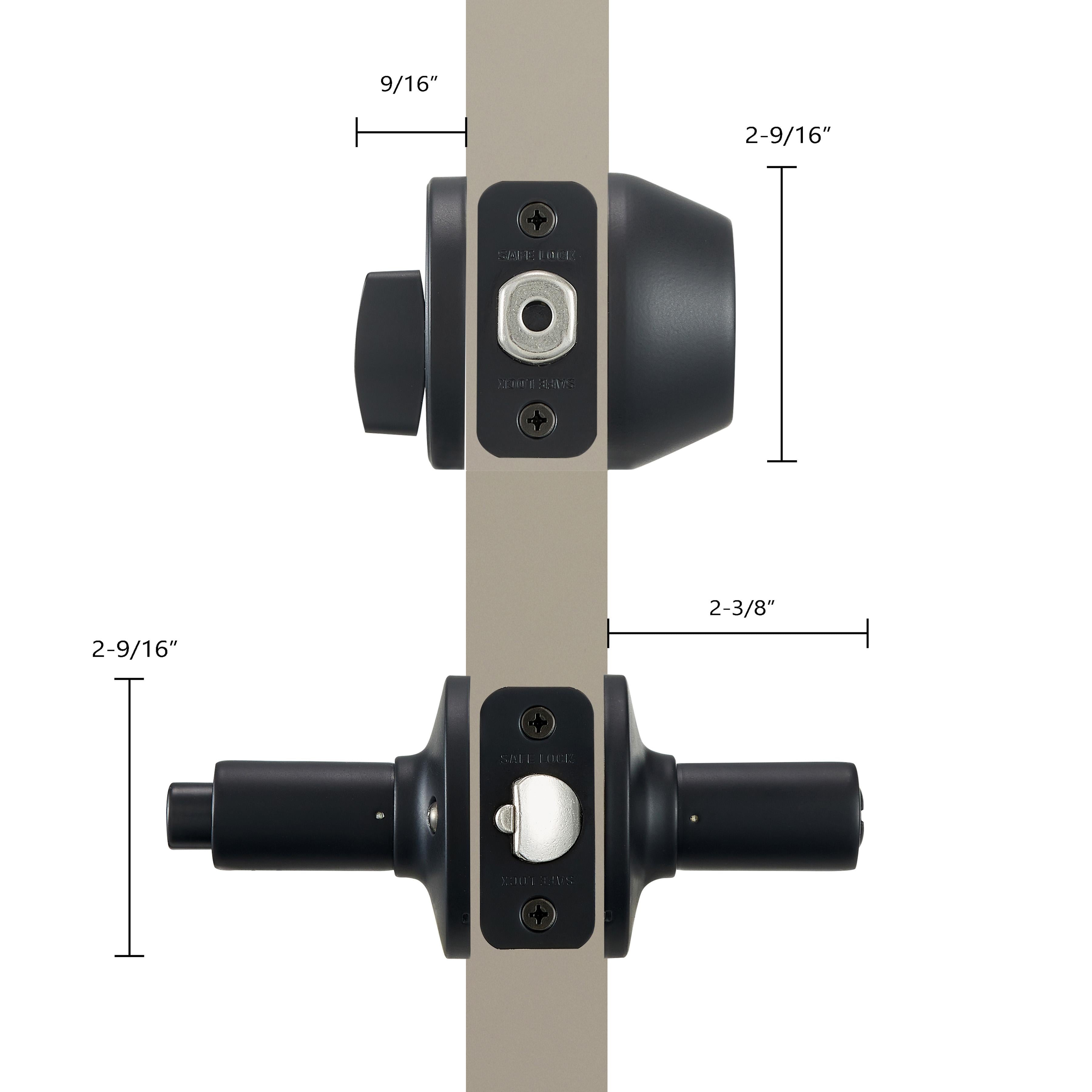 Safe Lock - Winston Lever, Keyed Entry Lever and Single Cylinder Deadbolt Combo Pack - Matte Black