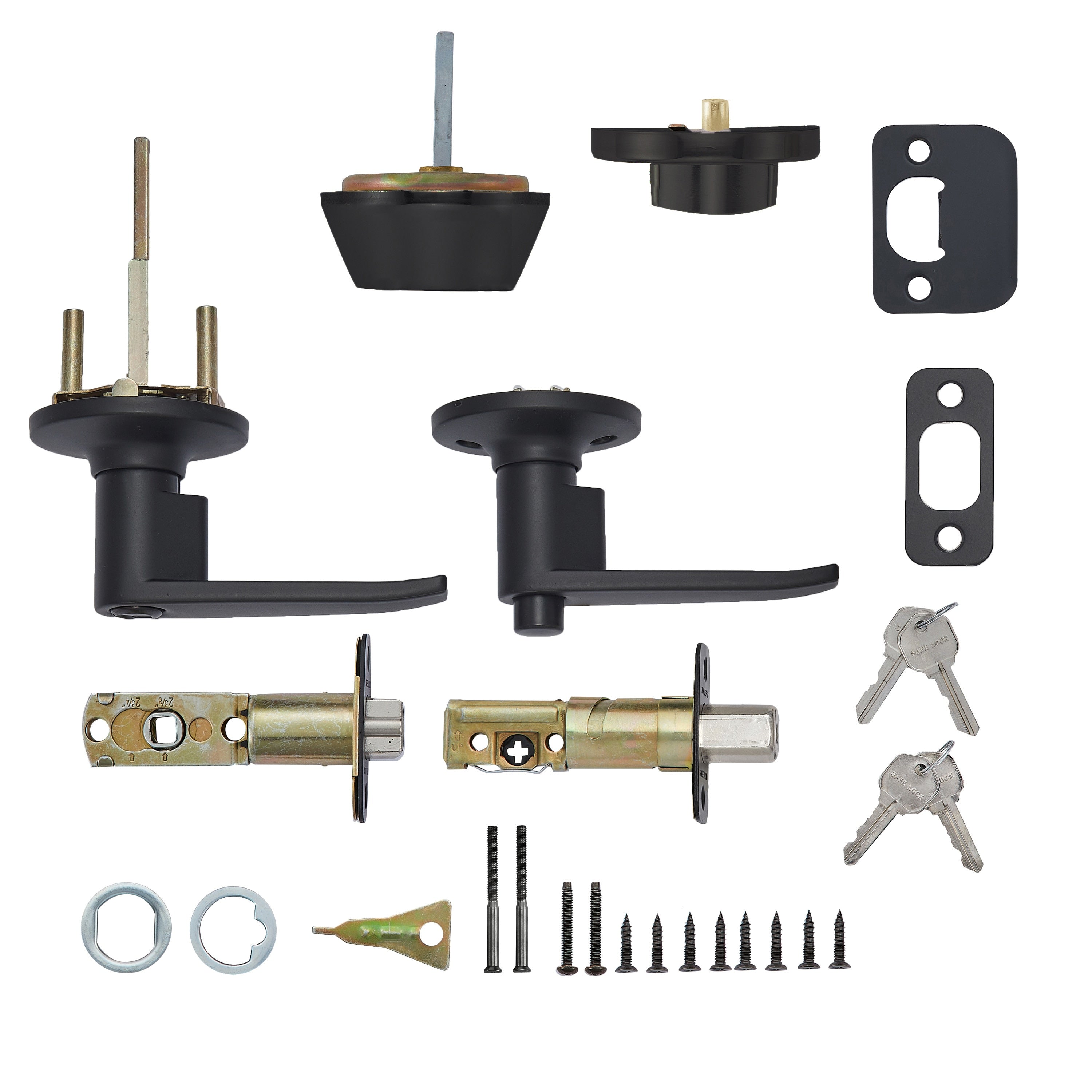 Safe Lock - Winston Lever, Keyed Entry Lever and Single Cylinder Deadbolt Combo Pack - Matte Black