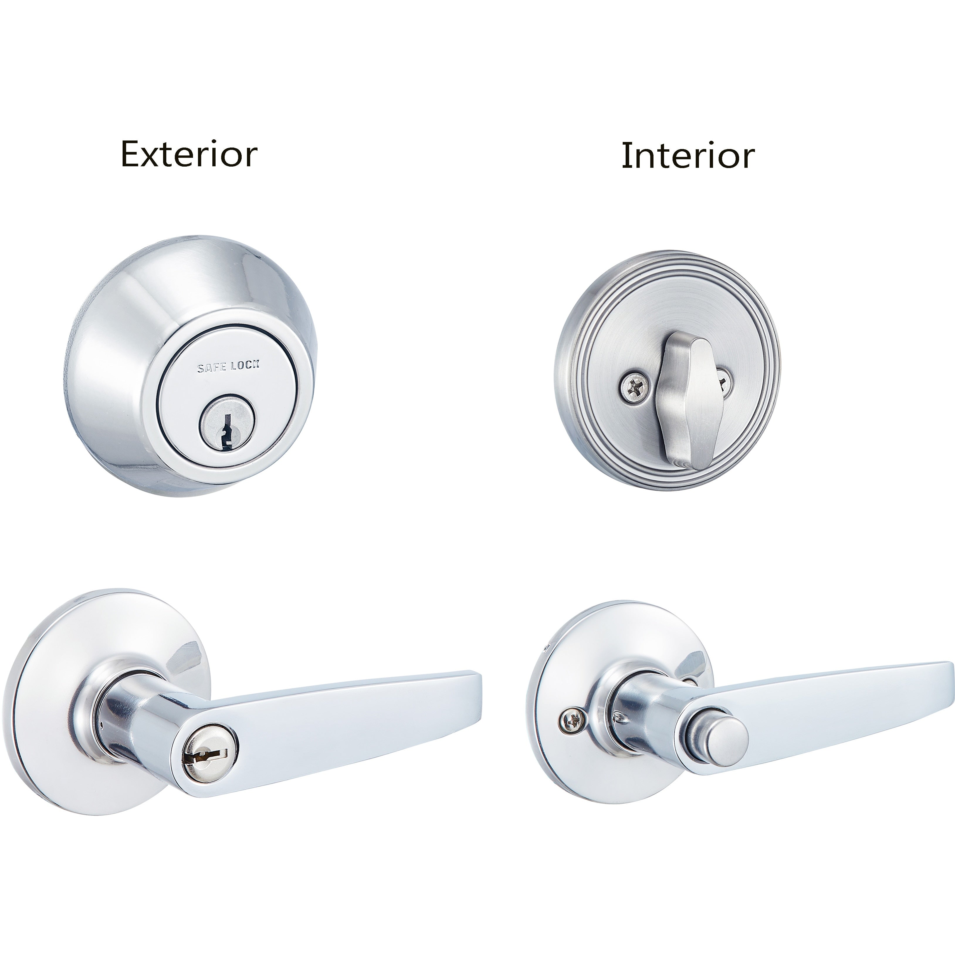 Safe Lock - Winston Lever, Keyed Entry Lever and Single Cylinder Deadbolt Combo Pack - Satin Chrome