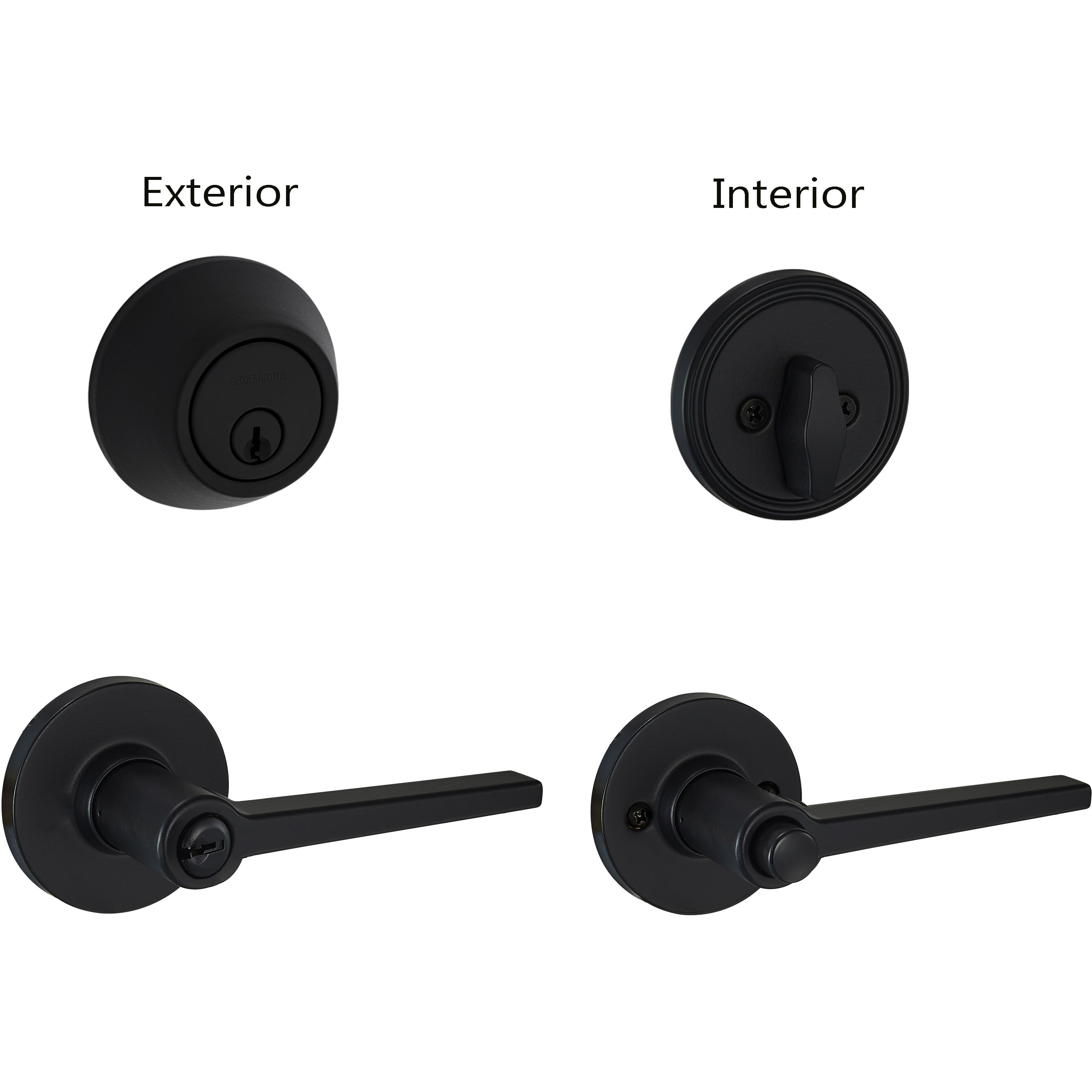 Safe Lock - Daylon Lever, Keyed Entry Lever and Single Cylinder Deadbolt Combo Pack - Matte Black