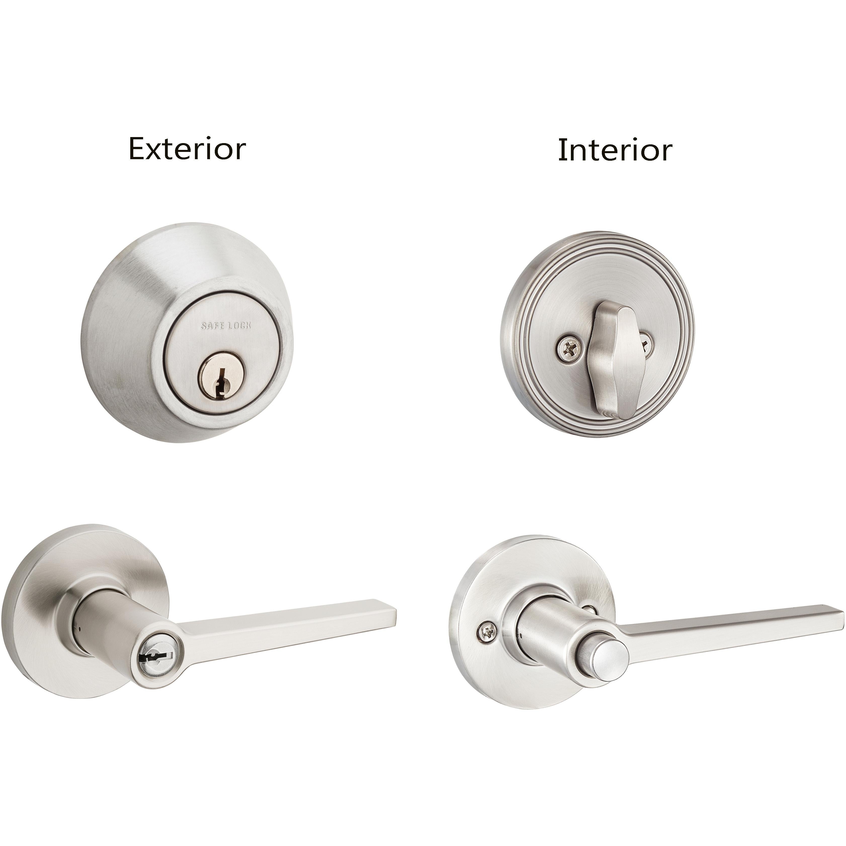 Safe Lock - Daylon Lever, Keyed Entry Lever and Single Cylinder Deadbolt Combo Pack - Satin Nickel