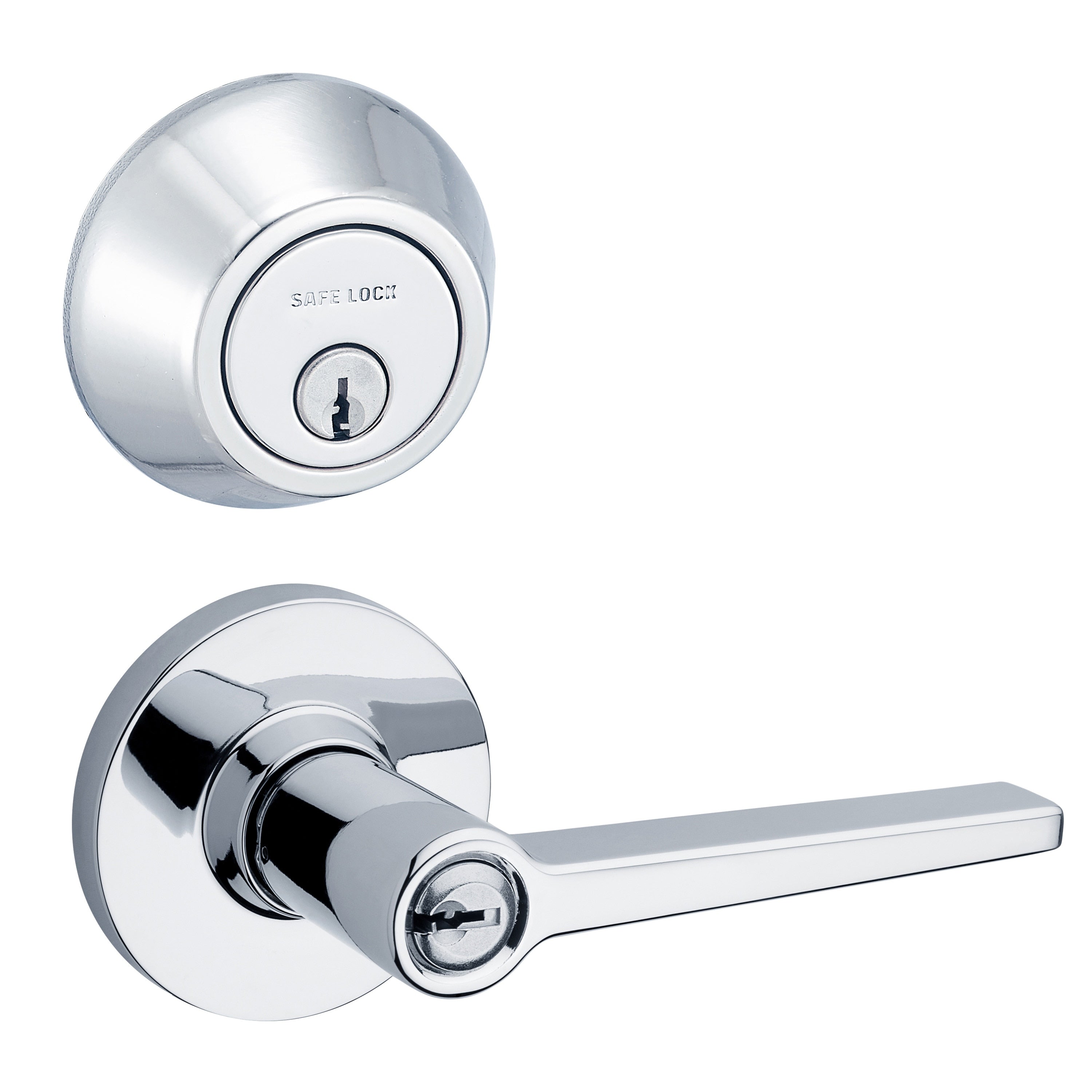 Safe Lock - Daylon Lever, Keyed Entry Lever and Single Cylinder Deadbolt Combo Pack - Polished Chrome