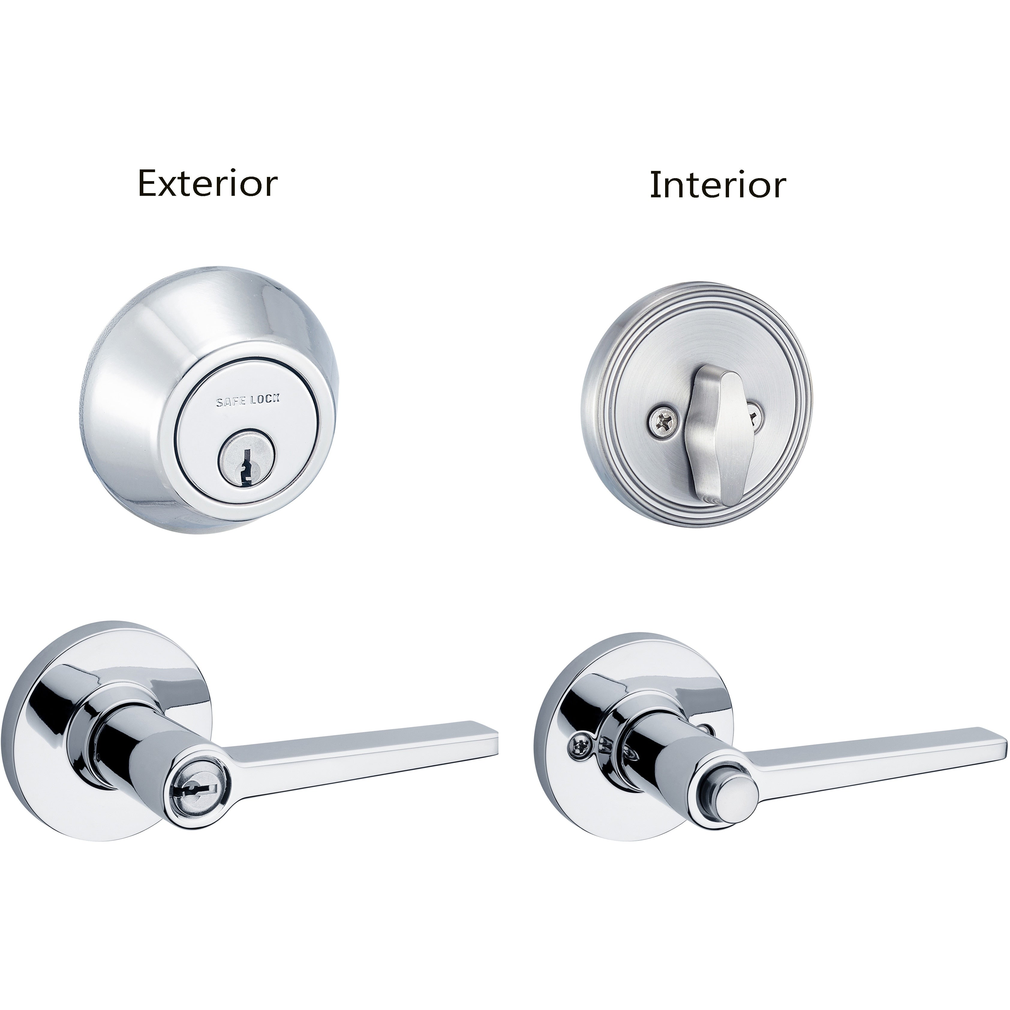 Safe Lock - Daylon Lever, Keyed Entry Lever and Single Cylinder Deadbolt Combo Pack - Polished Chrome