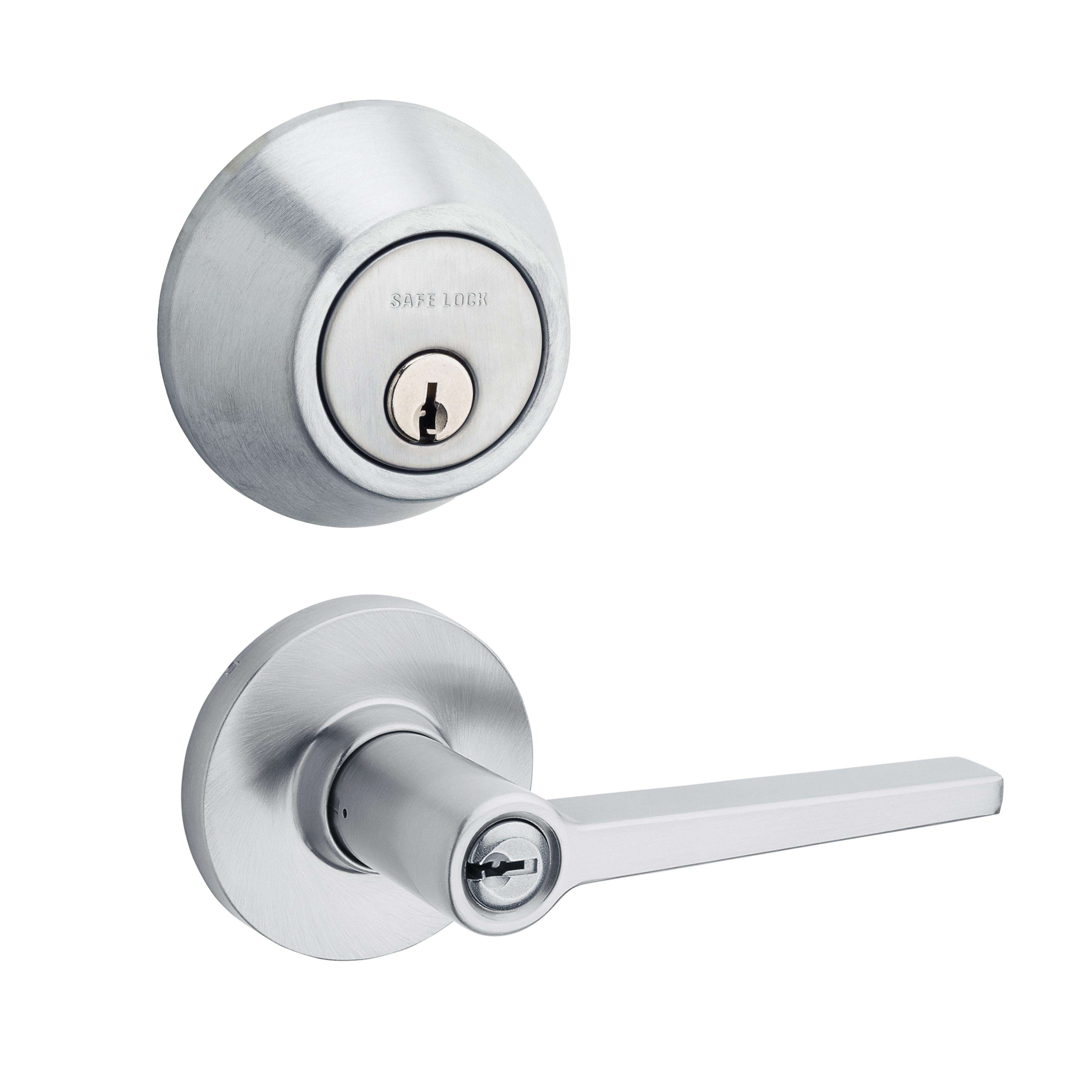 Safe Lock - Daylon Lever, Keyed Entry Lever and Single Cylinder Deadbolt Combo Pack - Satin Chrome
