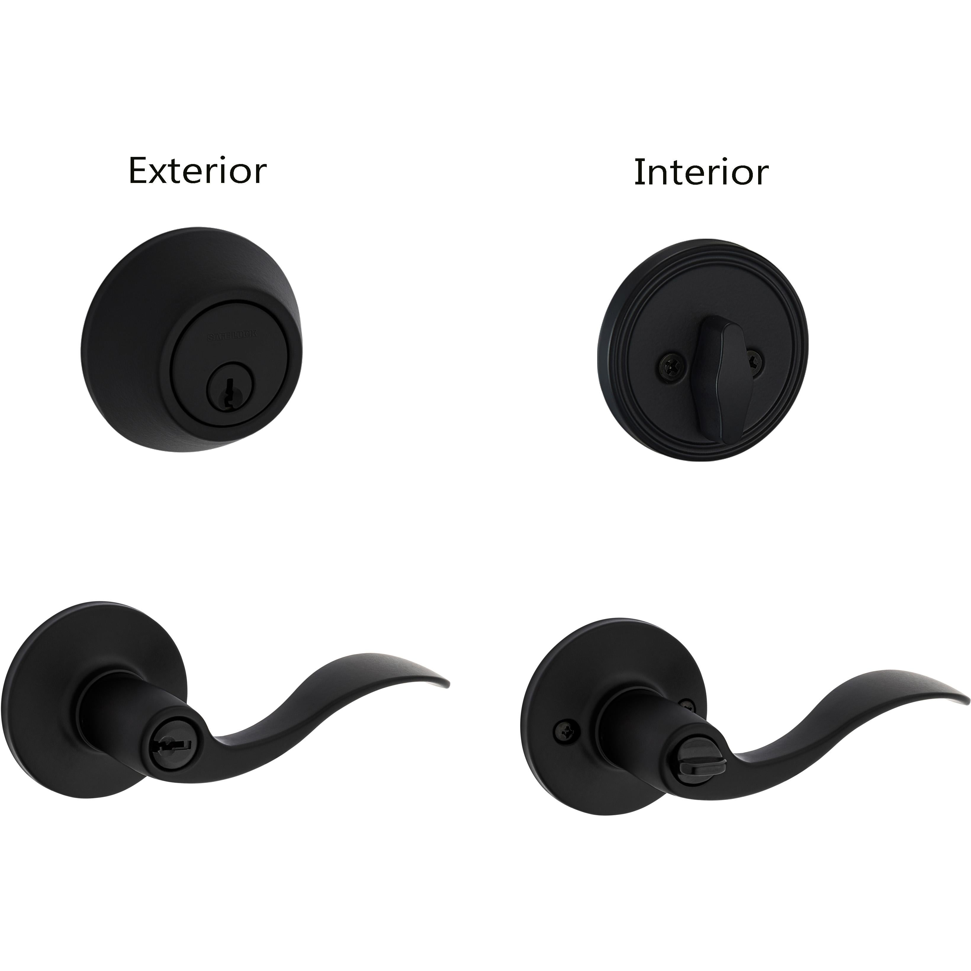 Safe Lock - Layton Lever, Keyed Entry Lever and Single Cylinder Deadbolt Combo Pack - Matte Black