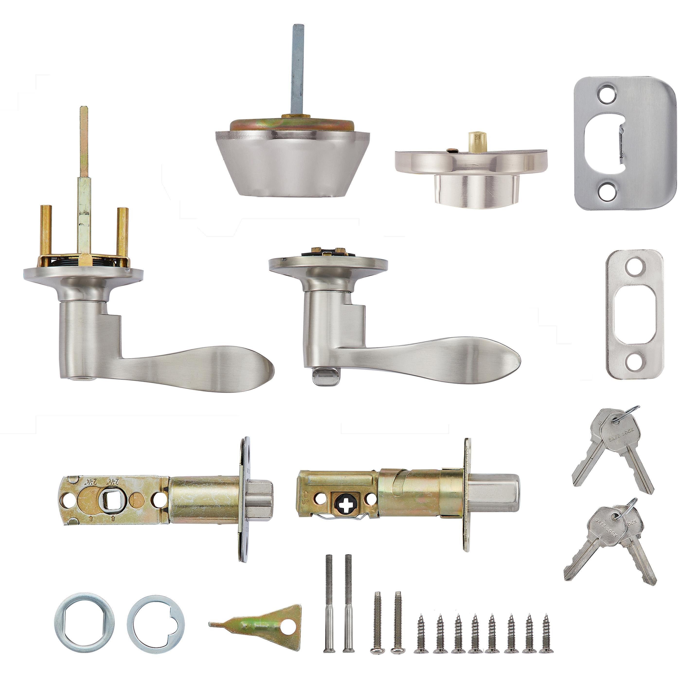 Safe Lock - Layton Lever, Keyed Entry Lever and Single Cylinder Deadbolt Combo Pack - Satin Nickel