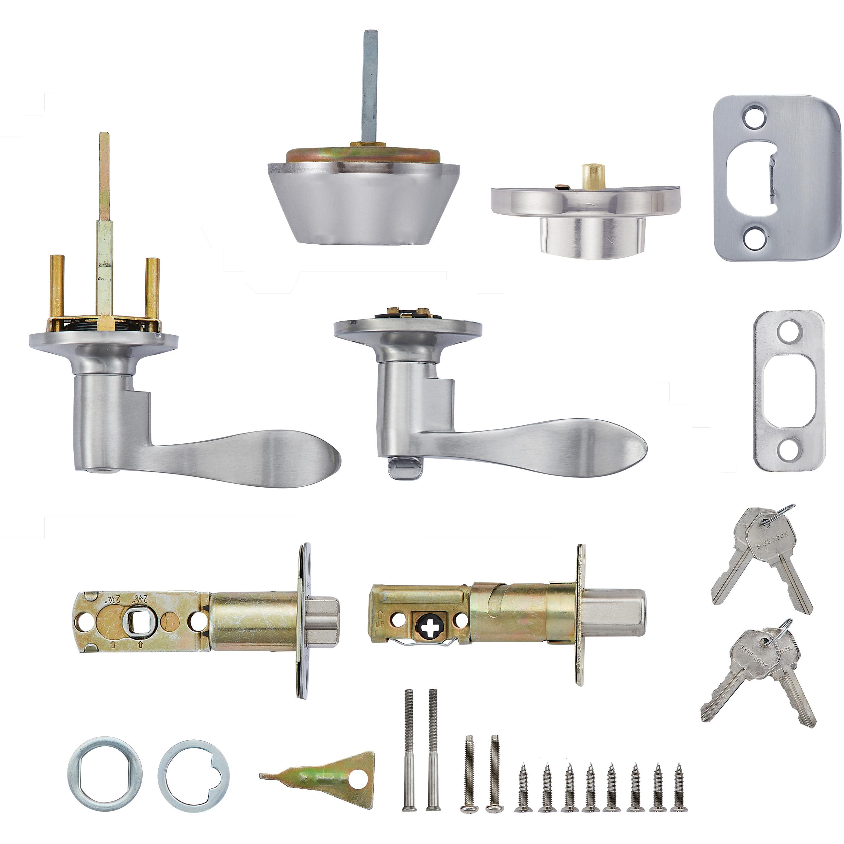 Safe Lock - Layton Lever, Keyed Entry Lever and Single Cylinder Deadbolt Combo Pack - Satin Chrome