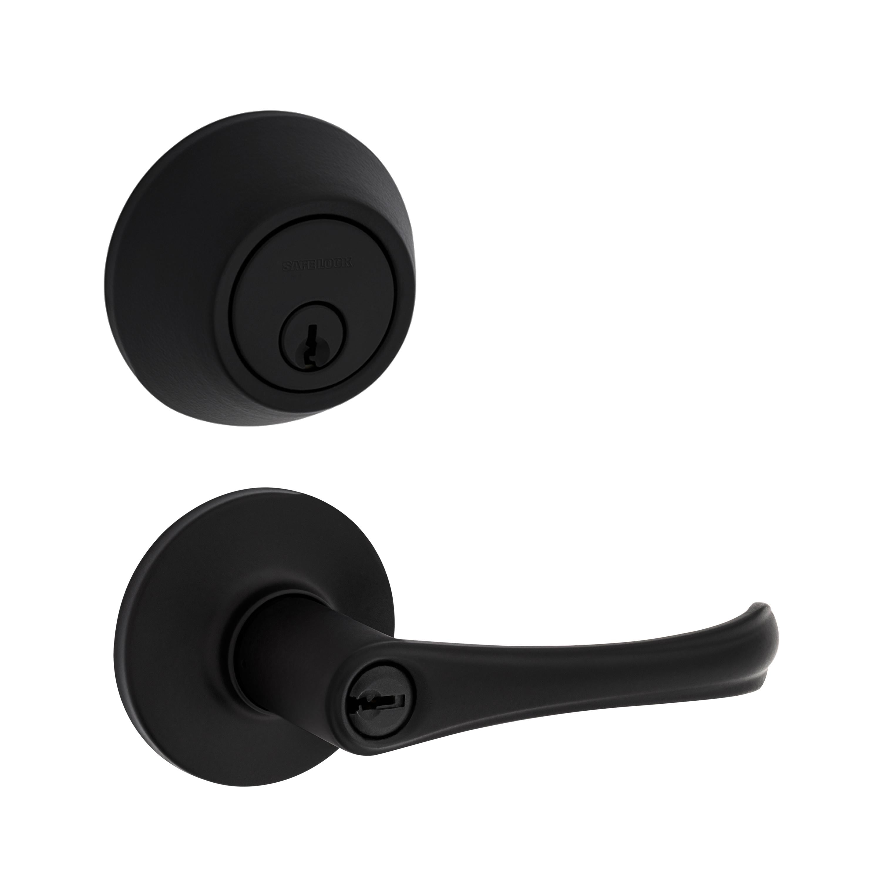 Safe Lock - Grapevine Lever, Keyed Entry Lever and Single Cylinder Deadbolt Combo Pack - Matte Black