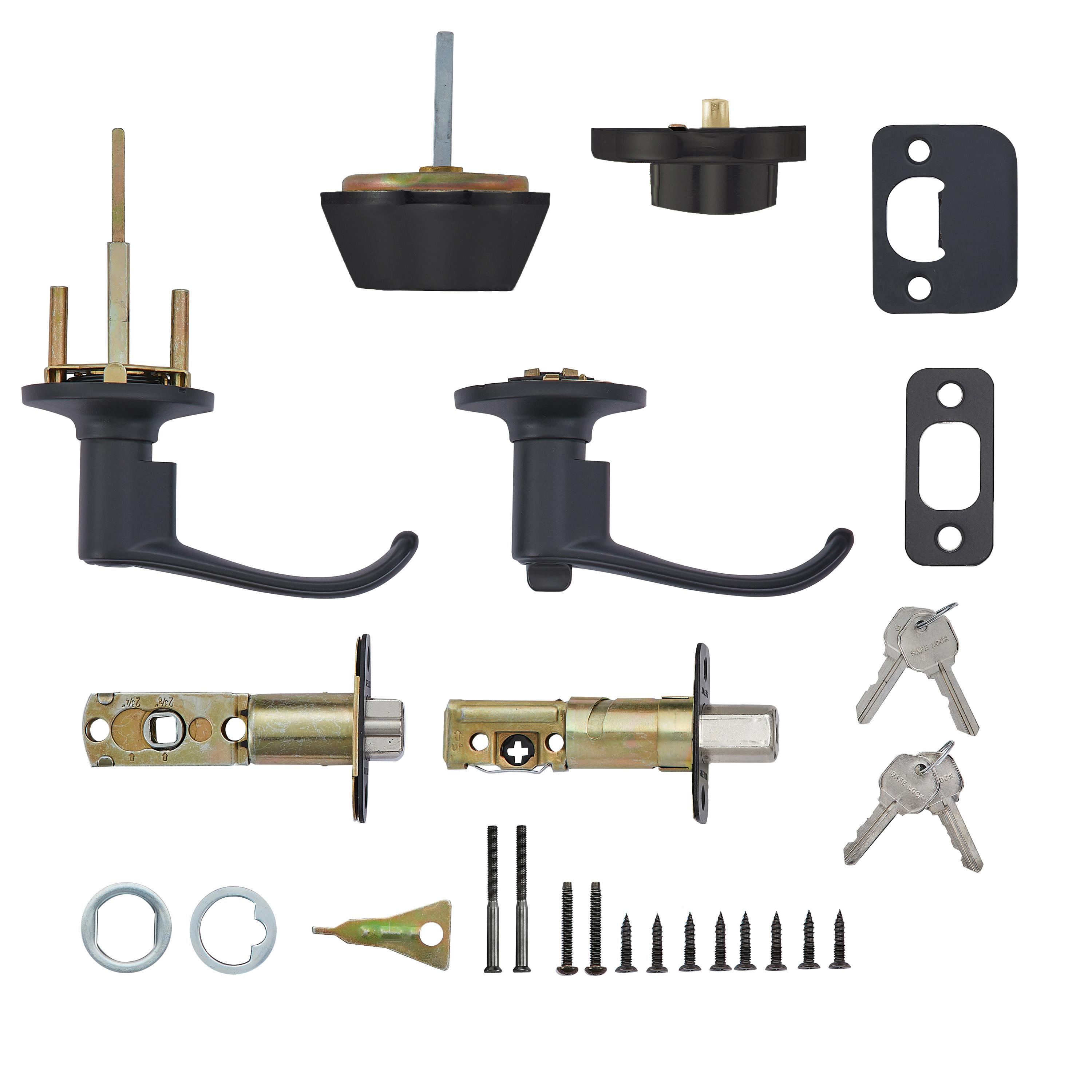 Safe Lock - Grapevine Lever, Keyed Entry Lever and Single Cylinder Deadbolt Combo Pack - Matte Black