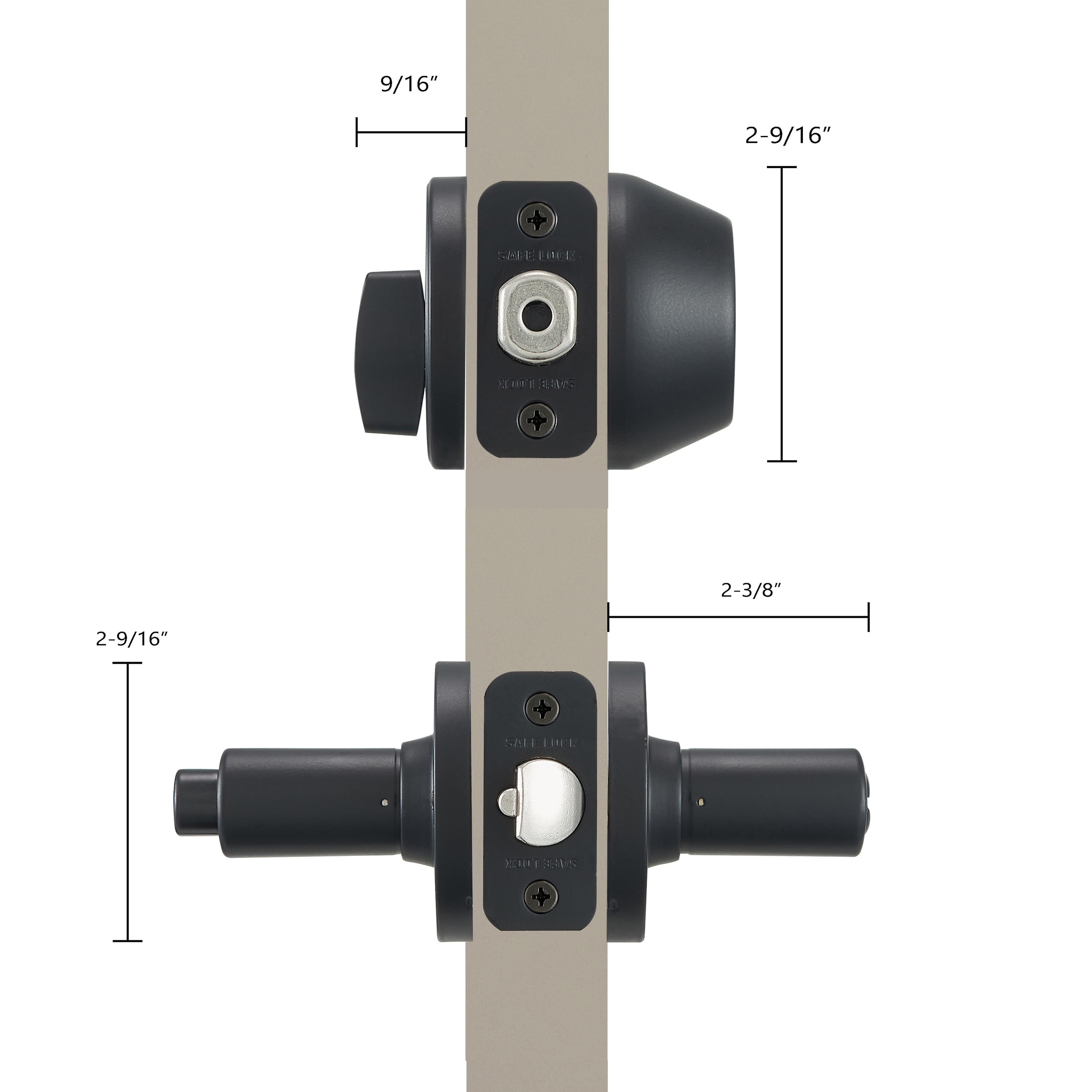 Safe Lock - Reminy Lever, Keyed Entry Lever and Single Cylinder Deadbolt Combo Pack - Matte Black