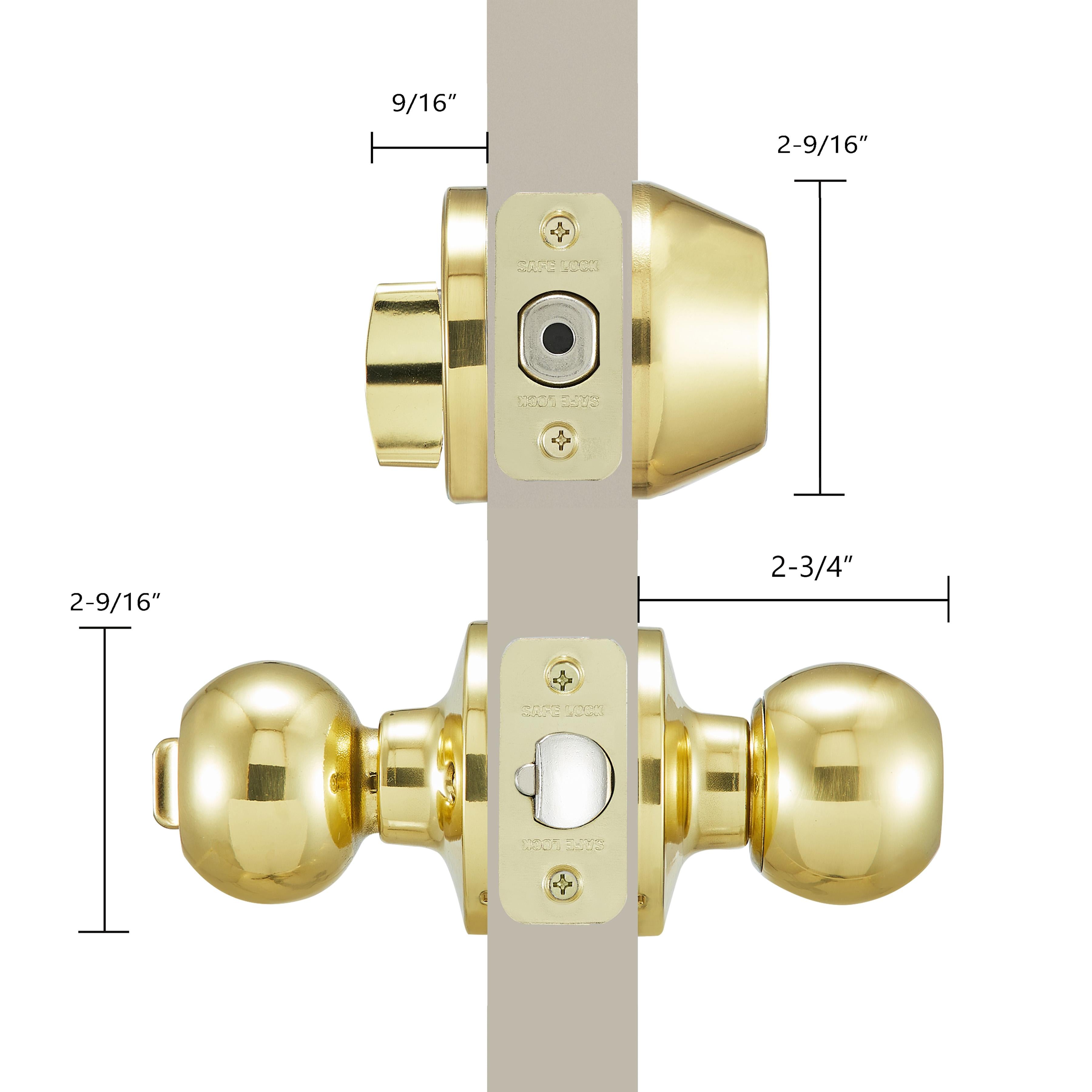 Safe Lock - Regina Knob, Keyed Entry Knob and Single Cylinder Deadbolt Combo Pack - Polished Brass