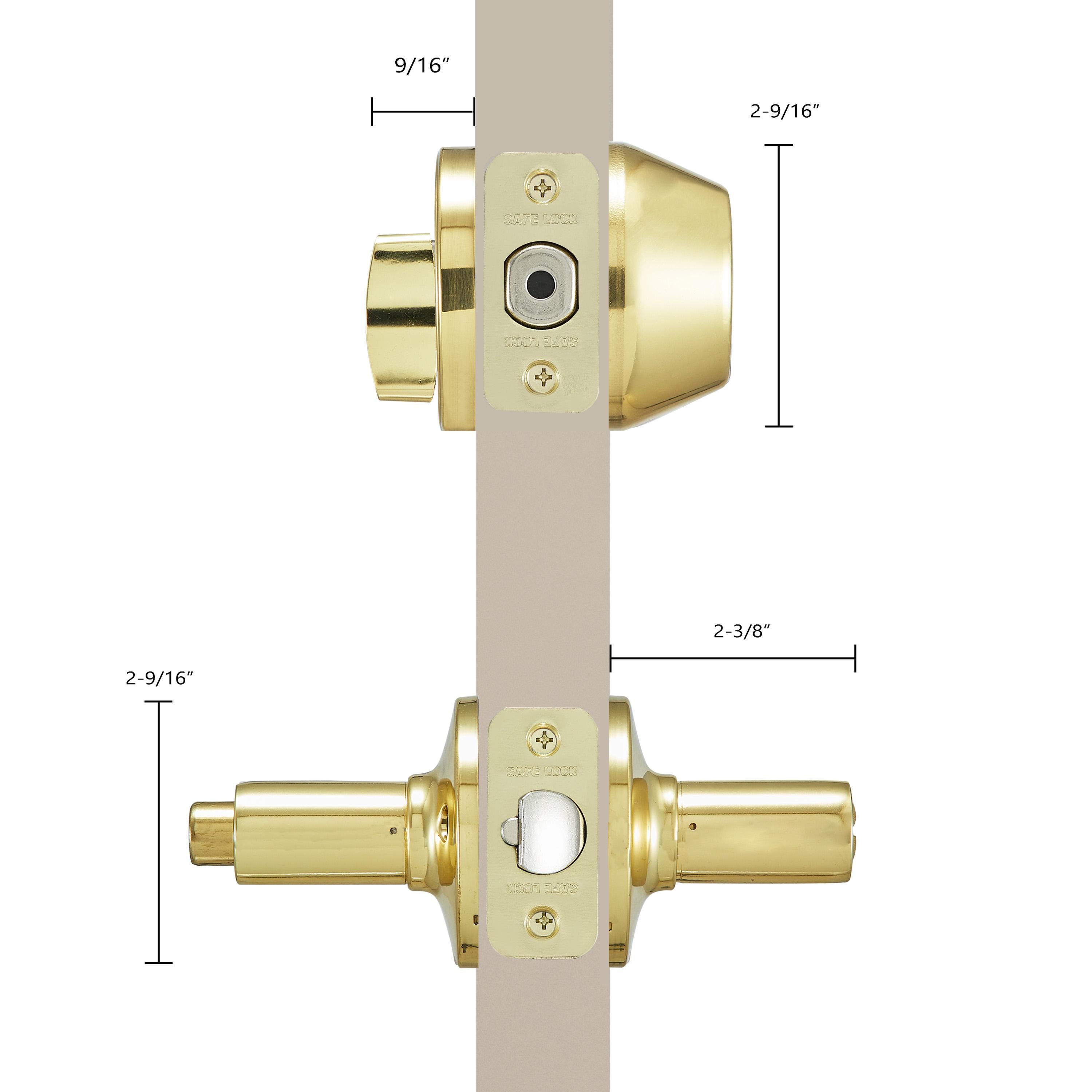 Safe Lock - Winston Lever, Keyed Entry Lever and Single Cylinder Deadbolt Combo Pack - Polished Brass