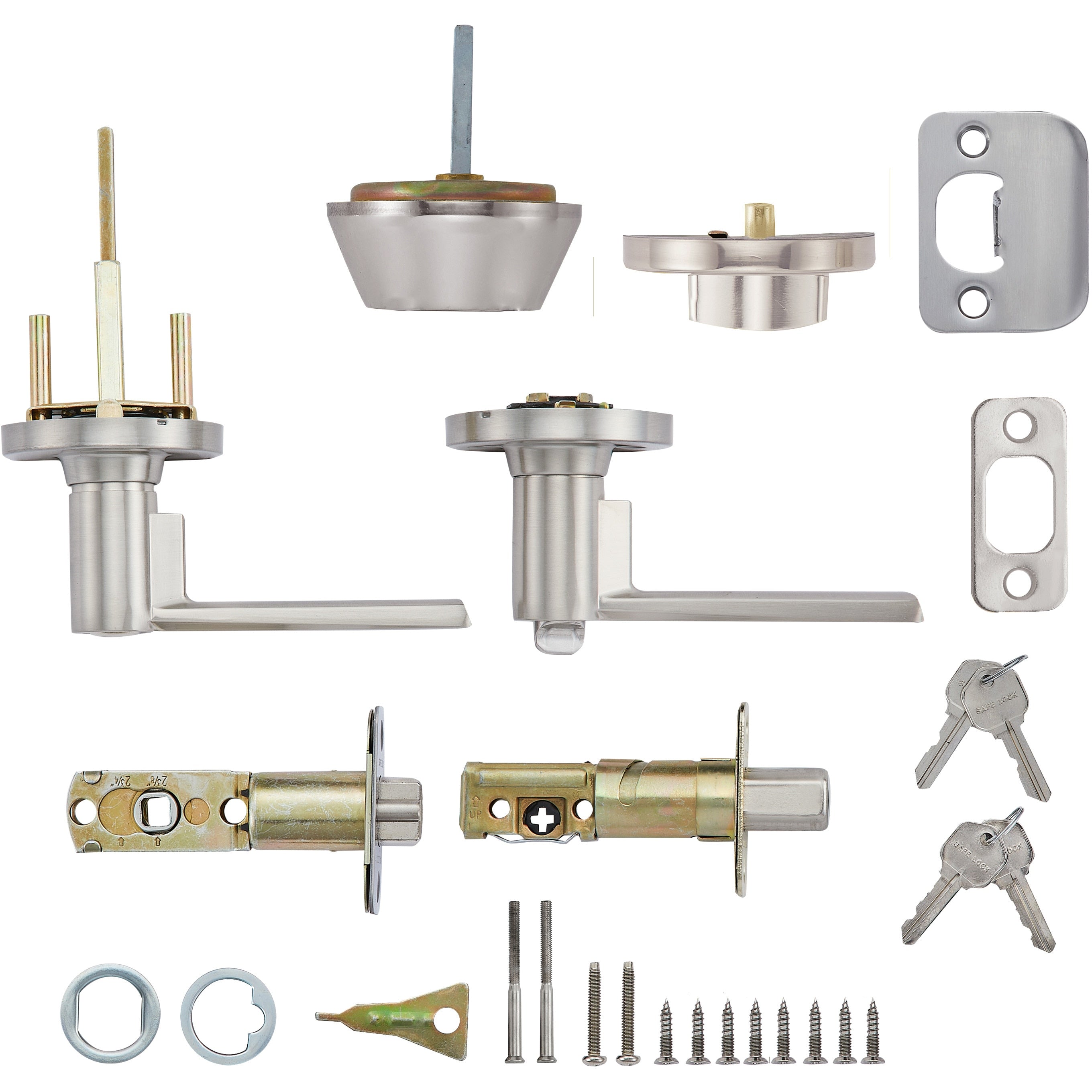 Safe Lock - Westley Lever, Keyed Entry Lever and Single Cylinder Deadbolt Combo Pack - Satin Nickel