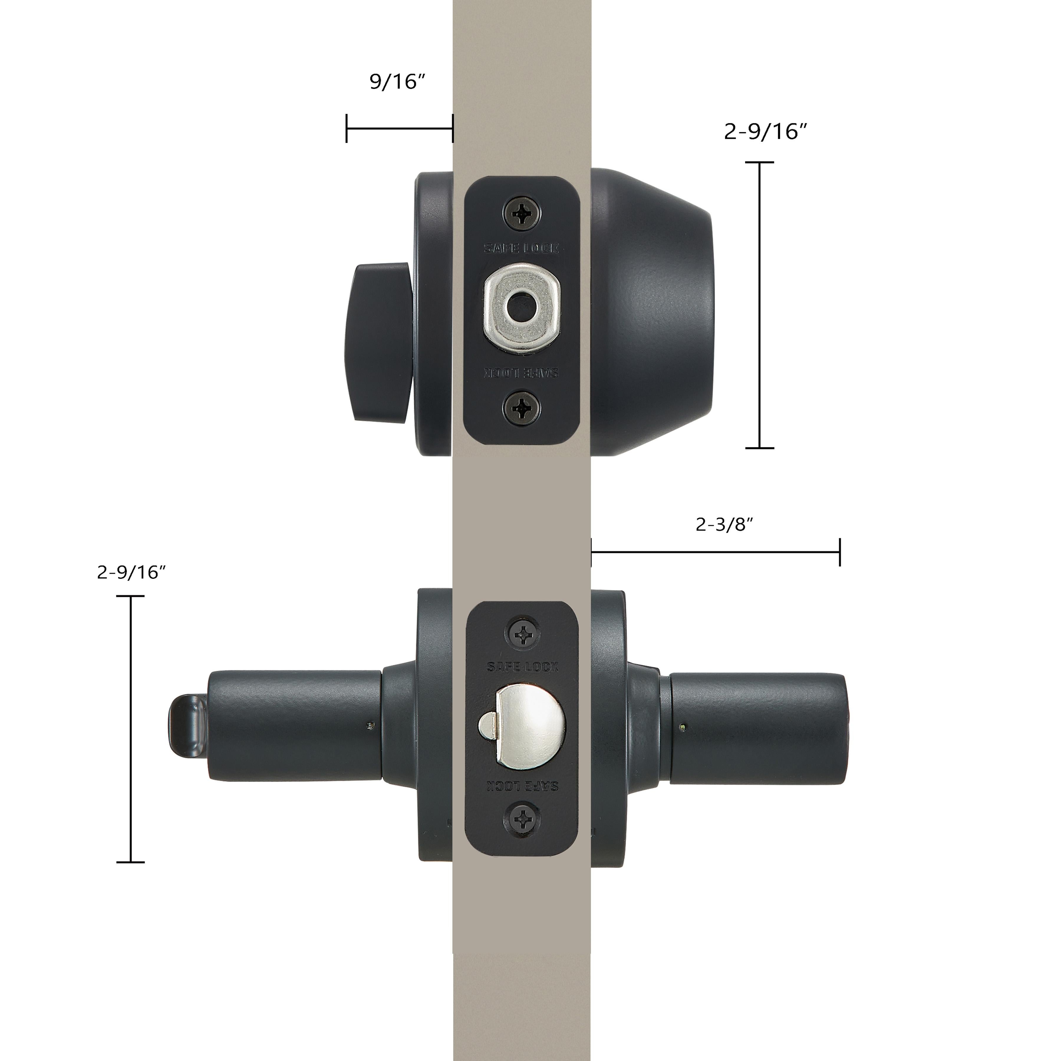 Safe Lock - Westley Lever, Keyed Entry Lever and Single Cylinder Deadbolt Combo Pack - Matte Black